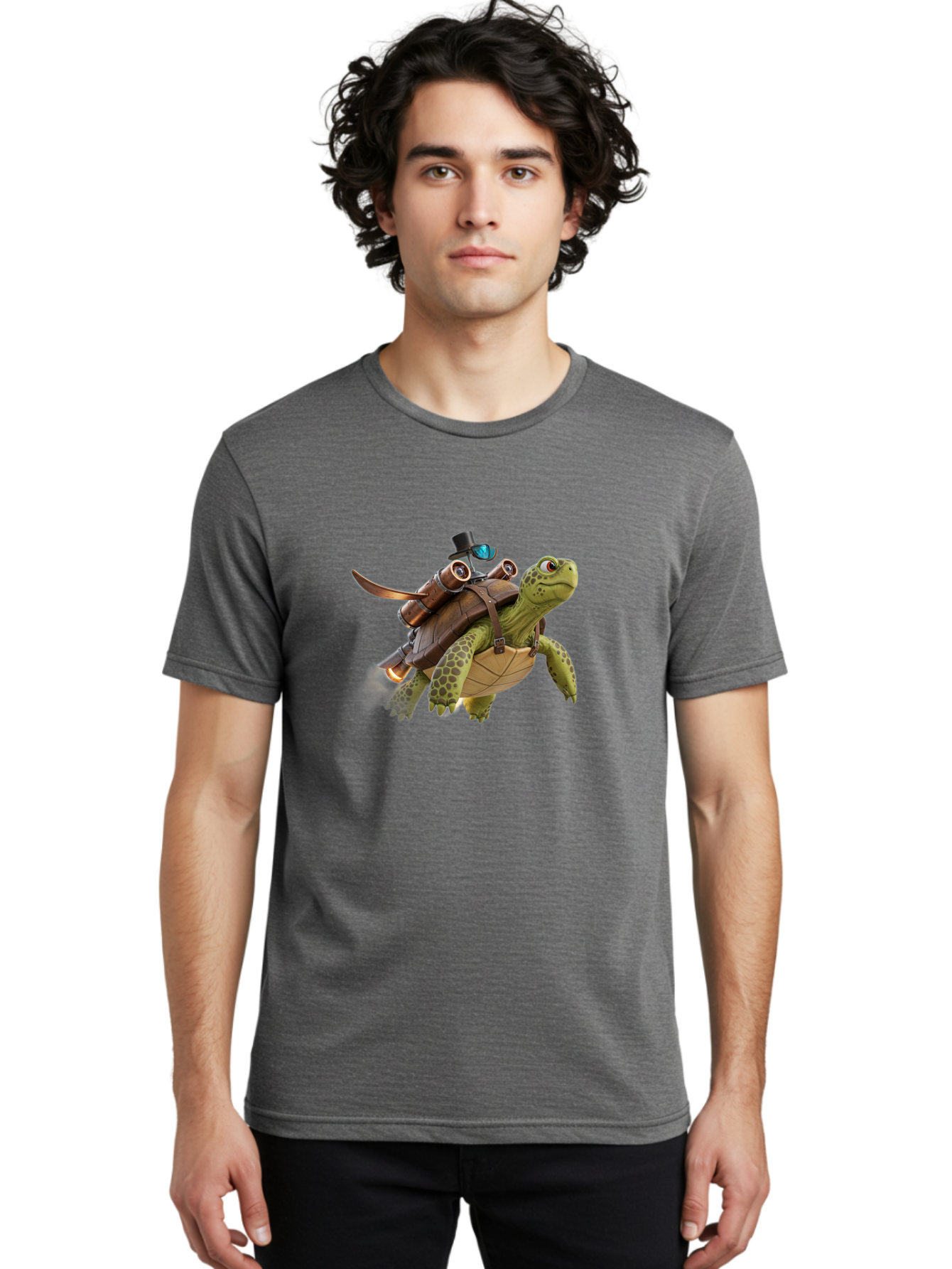 Steampunk-Turtle Men'S Graphic Tee, 100% Cotton, Comfortable Casual Summer Wear, Machine Washable, Vintage Camera, Old Camera, Antique Camera, Black Camera, Classic Photography, Photography Equipment, Nostalgic Device, Film Camera, Camera Art Ban633