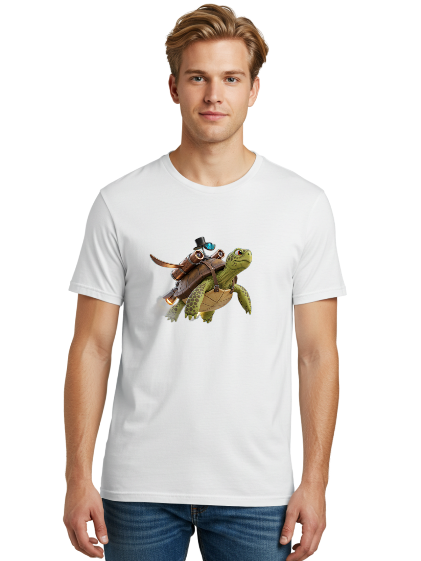 Steampunk-Turtle Men'S Graphic Tee, 100% Cotton, Comfortable Casual Summer Wear, Machine Washable, Vintage Camera, Old Camera, Antique Camera, Black Camera, Classic Photography, Photography Equipment, Nostalgic Device, Film Camera, Camera Art Ban633
