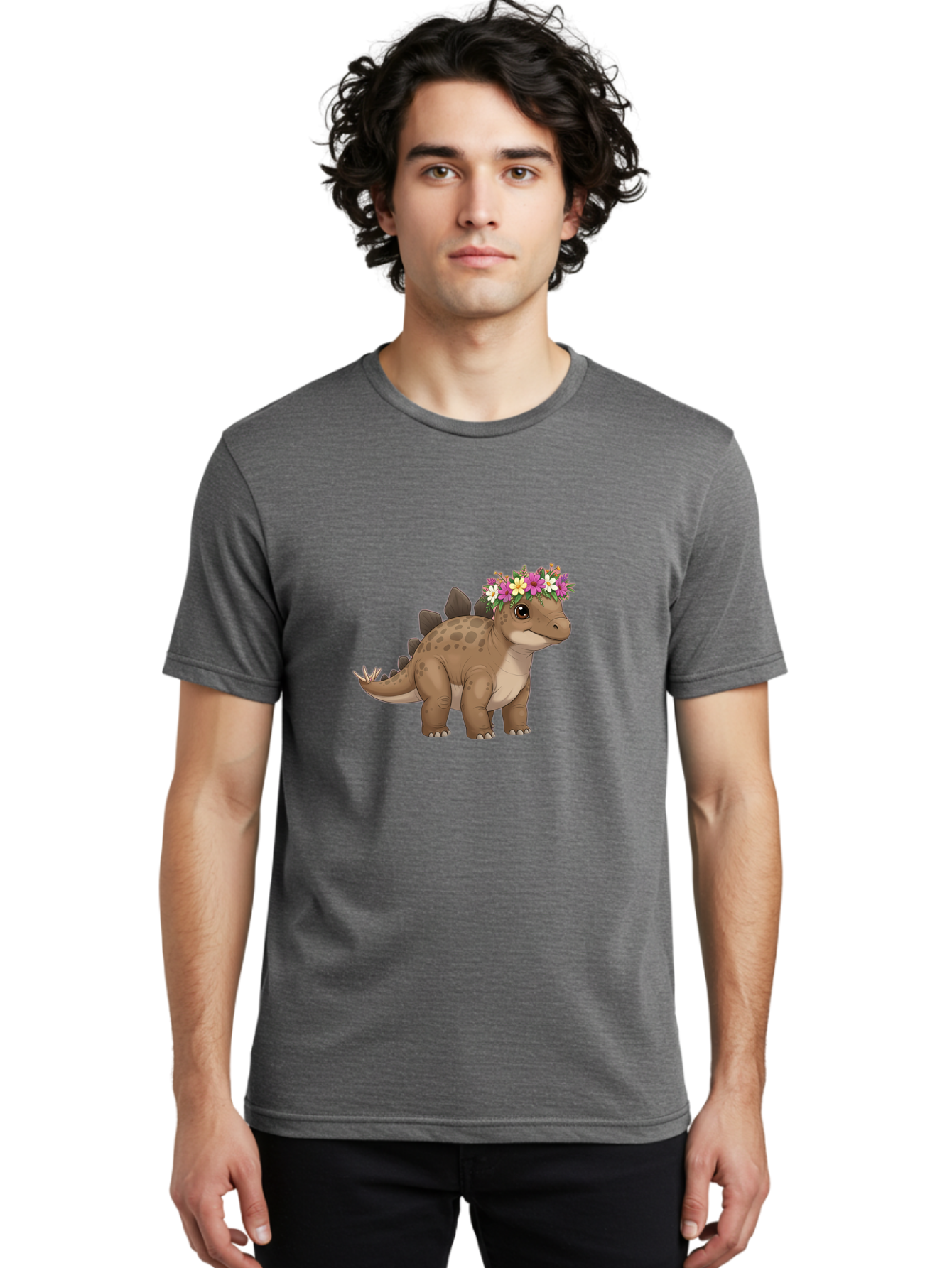 Stegosaurus-With-Flower-Crown Men'S Graphic Tee, 100% Cotton, Comfortable Casual Summer Wear, Machine Washable, Vintage Camera, Old Camera, Antique Camera, Black Camera, Classic Photography, Photography Equipment, Nostalgic Device, Ban634