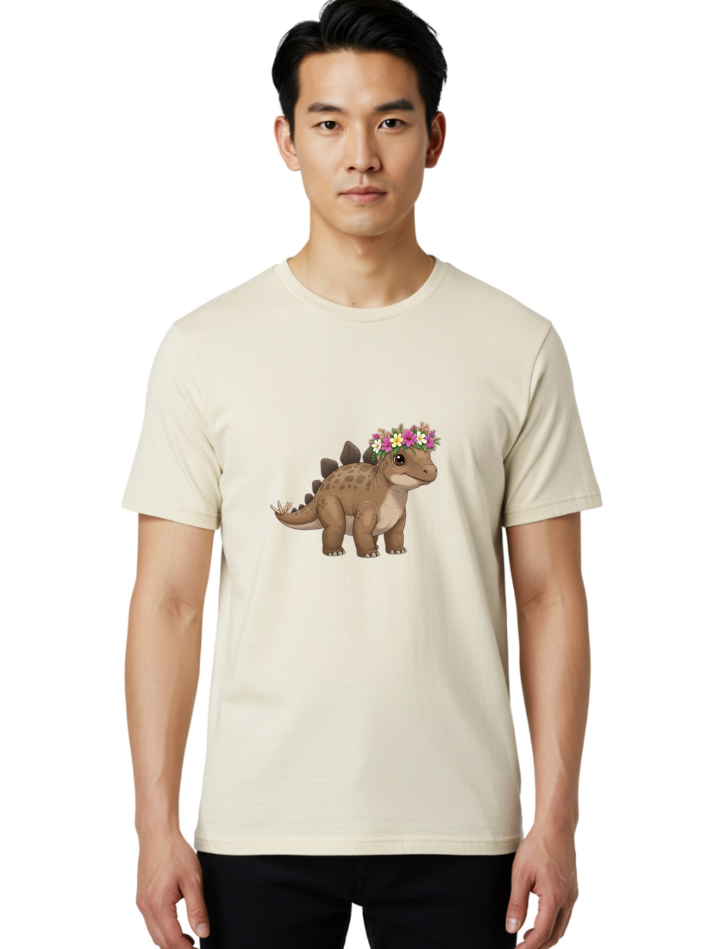 Stegosaurus-With-Flower-Crown Men'S Graphic Tee, 100% Cotton, Comfortable Casual Summer Wear, Machine Washable, Vintage Camera, Old Camera, Antique Camera, Black Camera, Classic Photography, Photography Equipment, Nostalgic Device, Ban634