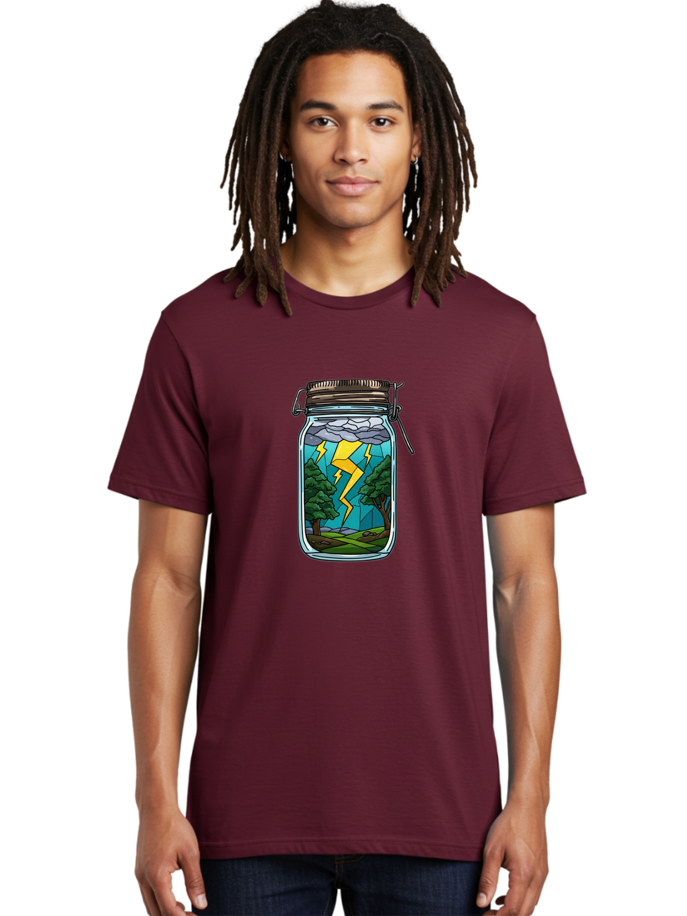 Storm-In-Jar-1 Men'S Graphic Tee, 100% Cotton, Comfortable Casual Summer Wear, Machine Washable, Vintage Camera, Old Camera, Antique Camera, Black Camera, Classic Photography, Photography Equipment, Nostalgic Device, Film Camera, Camera Art Ban639