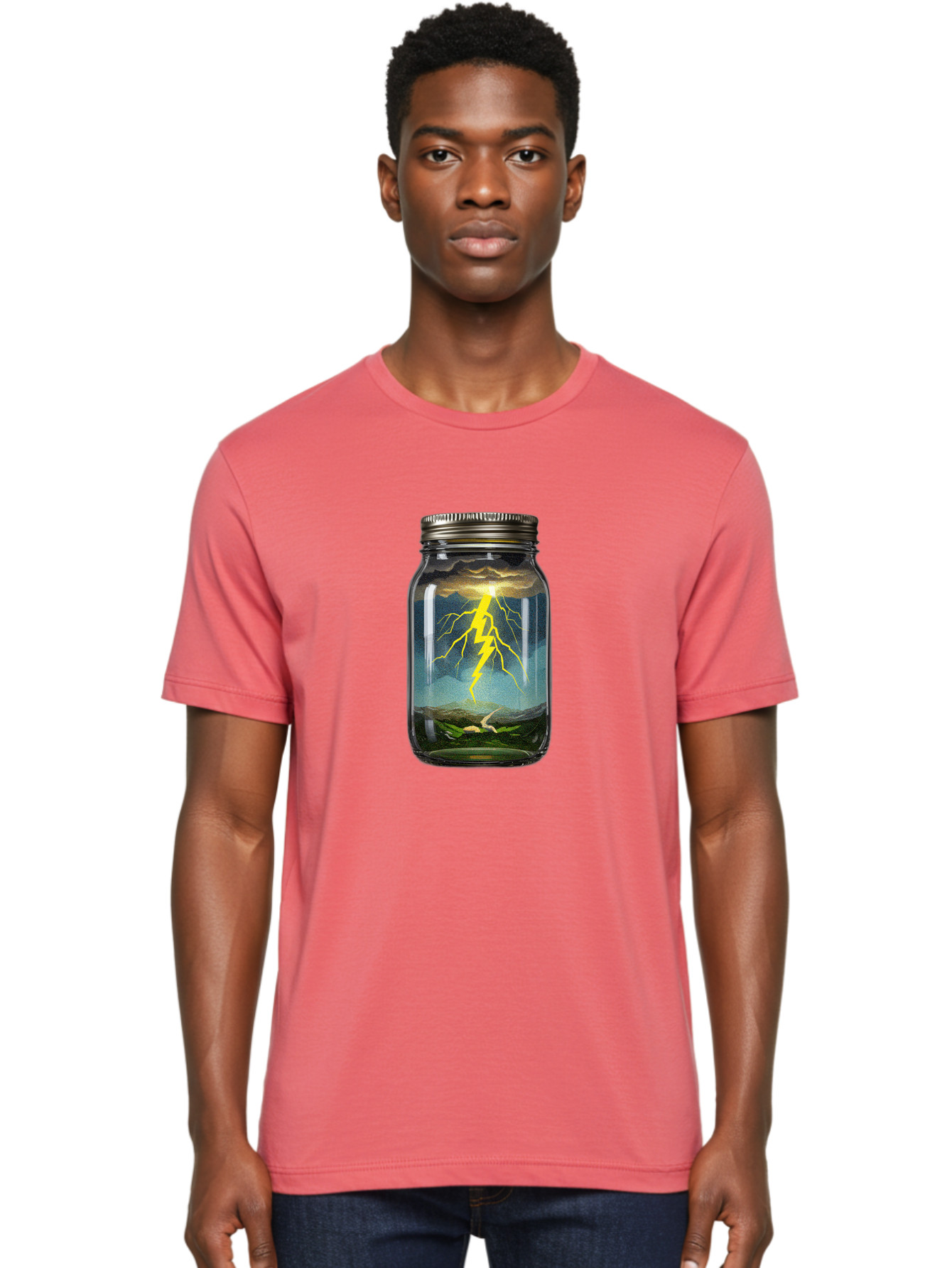 Storm-In-Jar-2 Men'S Graphic Tee, 100% Cotton, Comfortable Casual Summer Wear, Machine Washable, Vintage Camera, Old Camera, Antique Camera, Black Camera, Classic Photography, Photography Equipment, Nostalgic Device, Film Camera, Camera Art Ban640