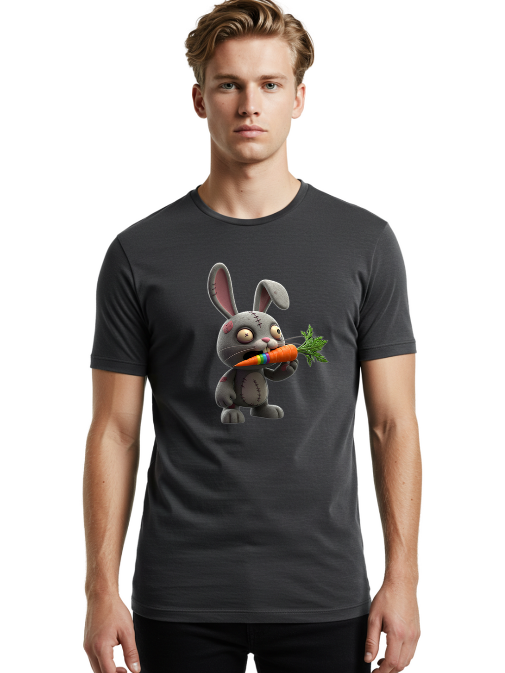 Stuffed-Bunny-Eating-Carrot Men'S Graphic Tee, 100% Cotton, Comfortable Casual Summer Wear, Machine Washable, Vintage Camera, Old Camera, Antique Camera, Black Camera, Classic Photography, Photography Equipment, Nostalgic Device, Film Camera, Ban647