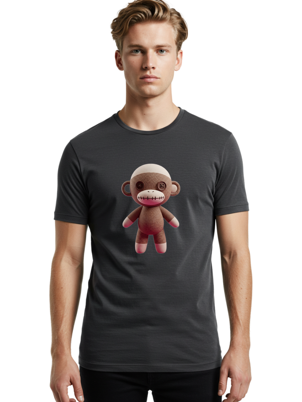 Stuffed-Monkey-Toy Men'S Graphic Tee, 100% Cotton, Comfortable Casual Summer Wear, Machine Washable, Vintage Camera, Old Camera, Antique Camera, Black Camera, Classic Photography, Photography Equipment, Nostalgic Device, Film Camera, Ban649