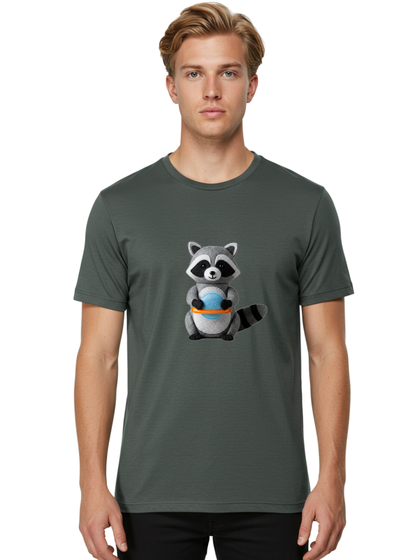 Stuffed-Raccoon Men'S Graphic Tee, 100% Cotton, Comfortable Casual Summer Wear, Machine Washable, Vintage Camera, Old Camera, Antique Camera, Black Camera, Classic Photography, Photography Equipment, Nostalgic Device, Film Camera, Camera Art Ban650