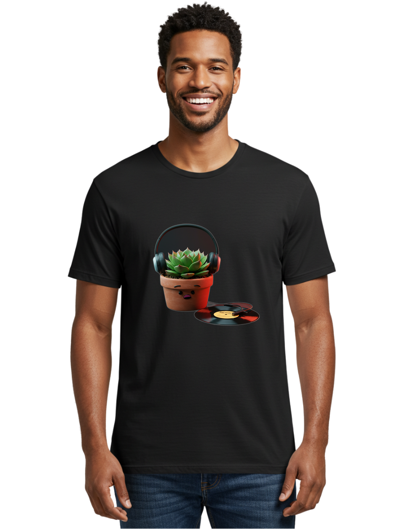 Succulent-Headphones Men'S Graphic Tee, 100% Cotton, Comfortable Casual Summer Wear, Machine Washable, Vintage Camera, Old Camera, Antique Camera, Black Camera, Classic Photography, Photography Equipment, Nostalgic Device, Film Camera, Ban652