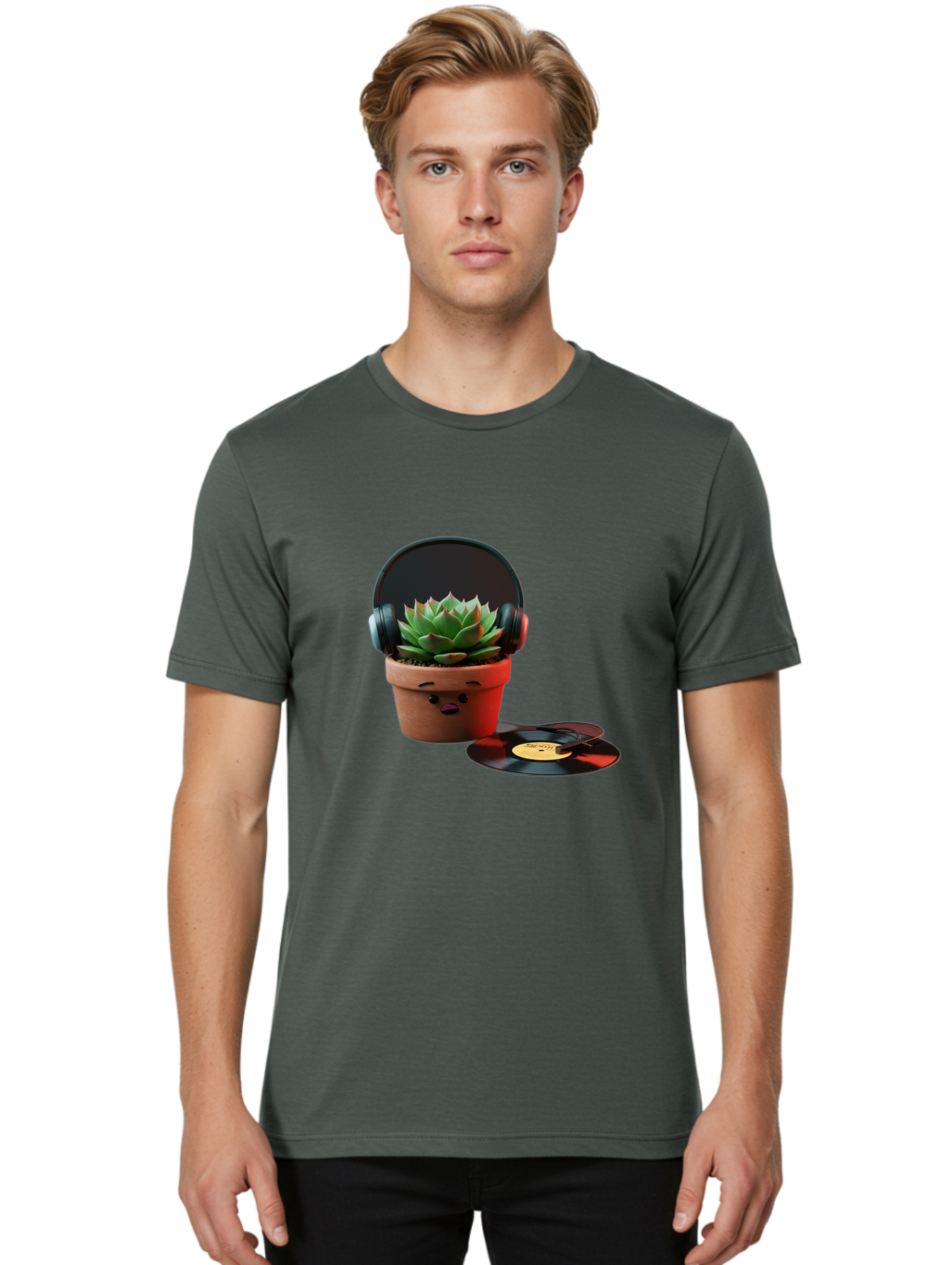 Succulent-Headphones Men'S Graphic Tee, 100% Cotton, Comfortable Casual Summer Wear, Machine Washable, Vintage Camera, Old Camera, Antique Camera, Black Camera, Classic Photography, Photography Equipment, Nostalgic Device, Film Camera, Ban652