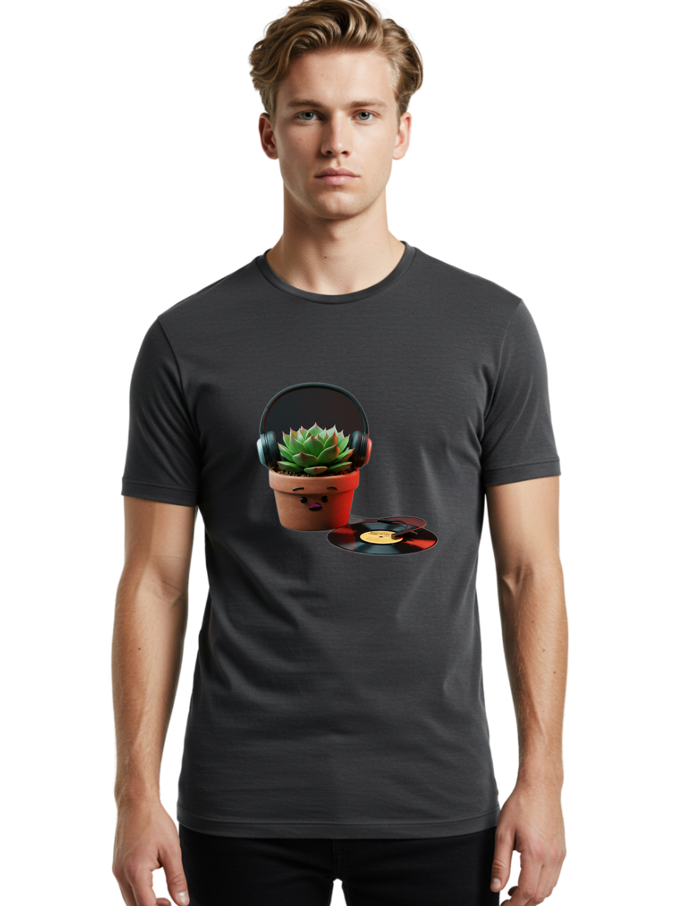 Succulent-Headphones Men'S Graphic Tee, 100% Cotton, Comfortable Casual Summer Wear, Machine Washable, Vintage Camera, Old Camera, Antique Camera, Black Camera, Classic Photography, Photography Equipment, Nostalgic Device, Film Camera, Ban652