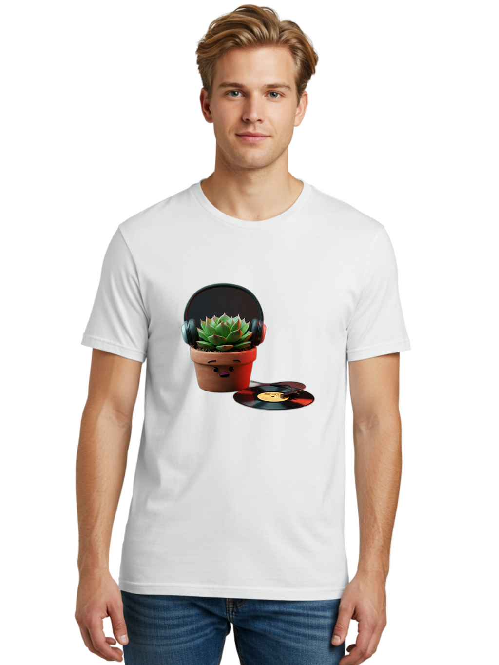 Succulent-Headphones Men'S Graphic Tee, 100% Cotton, Comfortable Casual Summer Wear, Machine Washable, Vintage Camera, Old Camera, Antique Camera, Black Camera, Classic Photography, Photography Equipment, Nostalgic Device, Film Camera, Ban652