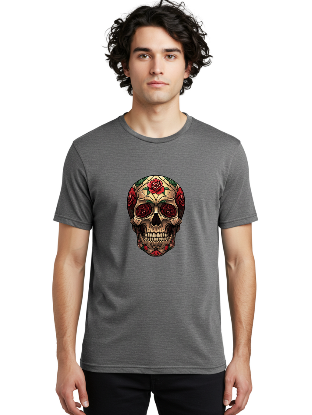Sugar-Skull-2 Men'S Graphic Tee, 100% Cotton, Comfortable Casual Summer Wear, Machine Washable, Vintage Camera, Old Camera, Antique Camera, Black Camera, Classic Photography, Photography Equipment, Nostalgic Device, Film Camera, Camera Art Ban654