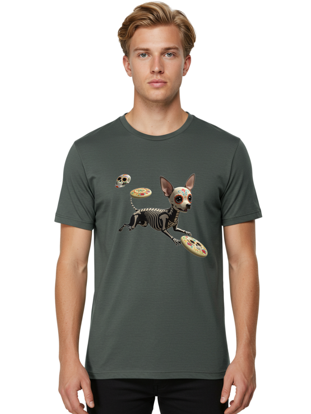 Sugar-Skull-Chihuahua Men'S Graphic Tee, 100% Cotton, Comfortable Casual Summer Wear, Machine Washable, Vintage Camera, Old Camera, Antique Camera, Black Camera, Classic Photography, Photography Equipment, Nostalgic Device, Film Camera, Ban658