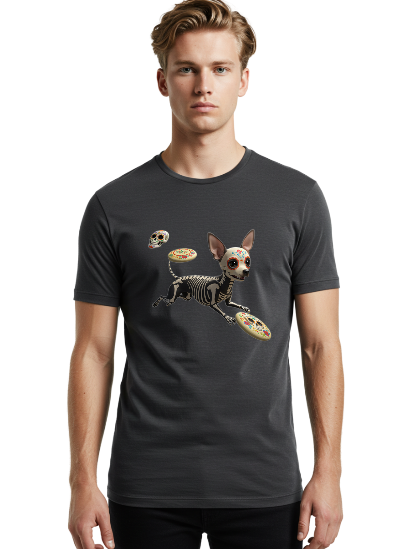 Sugar-Skull-Chihuahua Men'S Graphic Tee, 100% Cotton, Comfortable Casual Summer Wear, Machine Washable, Vintage Camera, Old Camera, Antique Camera, Black Camera, Classic Photography, Photography Equipment, Nostalgic Device, Film Camera, Ban658