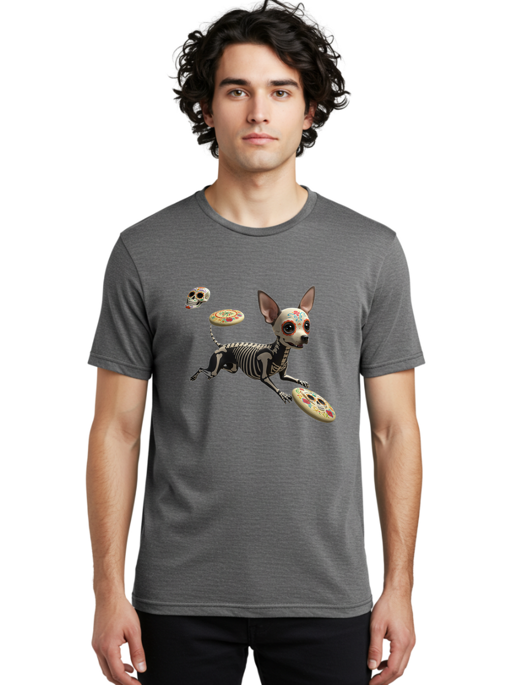 Sugar-Skull-Chihuahua Men'S Graphic Tee, 100% Cotton, Comfortable Casual Summer Wear, Machine Washable, Vintage Camera, Old Camera, Antique Camera, Black Camera, Classic Photography, Photography Equipment, Nostalgic Device, Film Camera, Ban658