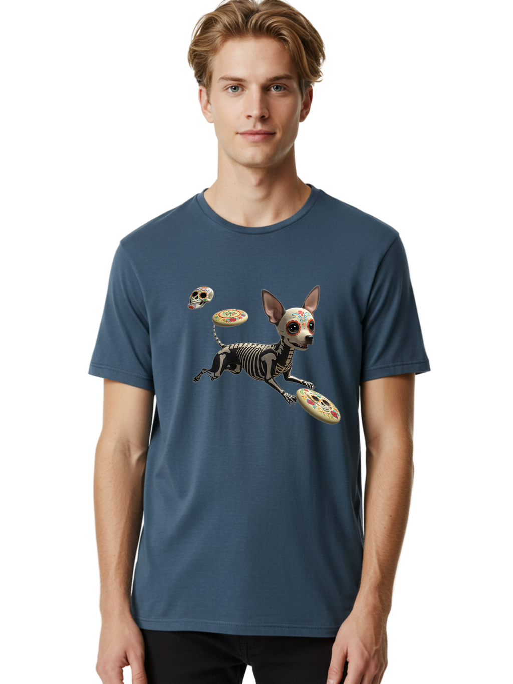 Sugar-Skull-Chihuahua Men'S Graphic Tee, 100% Cotton, Comfortable Casual Summer Wear, Machine Washable, Vintage Camera, Old Camera, Antique Camera, Black Camera, Classic Photography, Photography Equipment, Nostalgic Device, Film Camera, Ban658