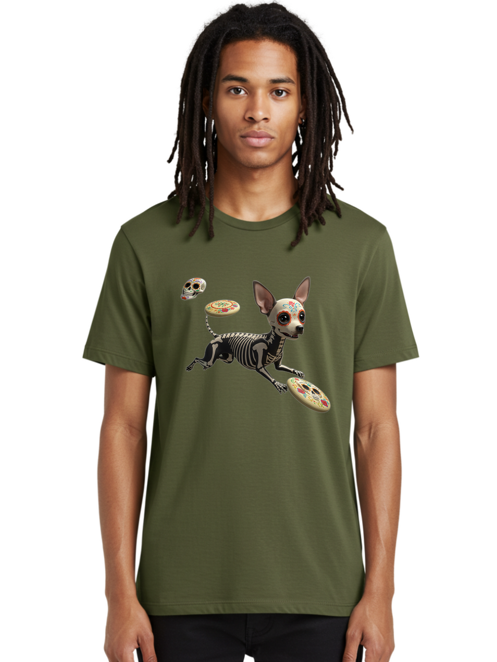 Sugar-Skull-Chihuahua Men'S Graphic Tee, 100% Cotton, Comfortable Casual Summer Wear, Machine Washable, Vintage Camera, Old Camera, Antique Camera, Black Camera, Classic Photography, Photography Equipment, Nostalgic Device, Film Camera, Ban658