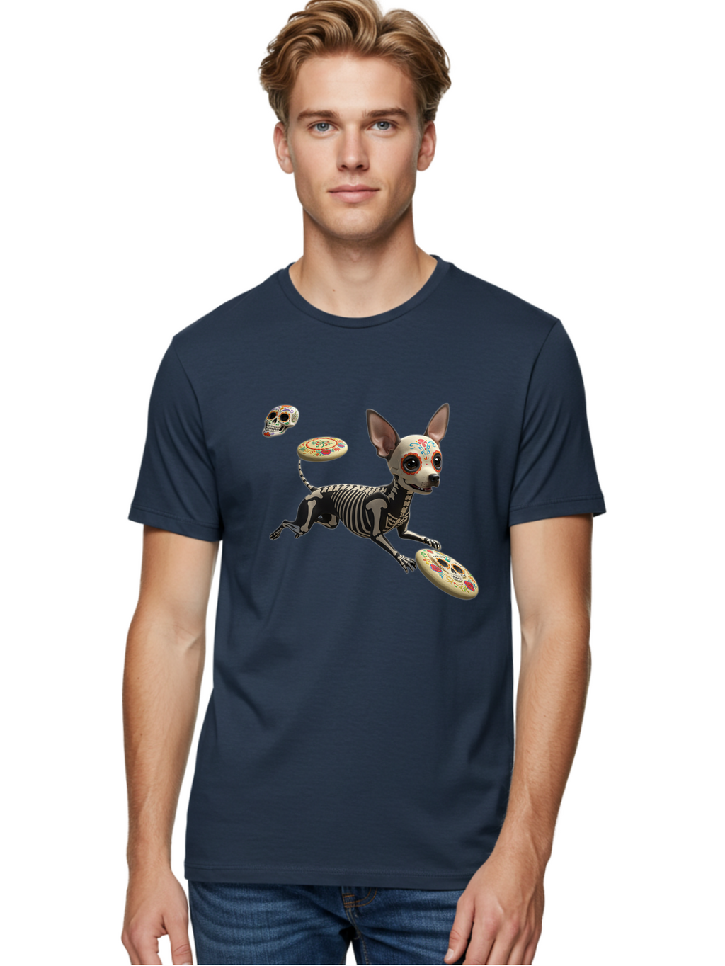 Sugar-Skull-Chihuahua Men'S Graphic Tee, 100% Cotton, Comfortable Casual Summer Wear, Machine Washable, Vintage Camera, Old Camera, Antique Camera, Black Camera, Classic Photography, Photography Equipment, Nostalgic Device, Film Camera, Ban658
