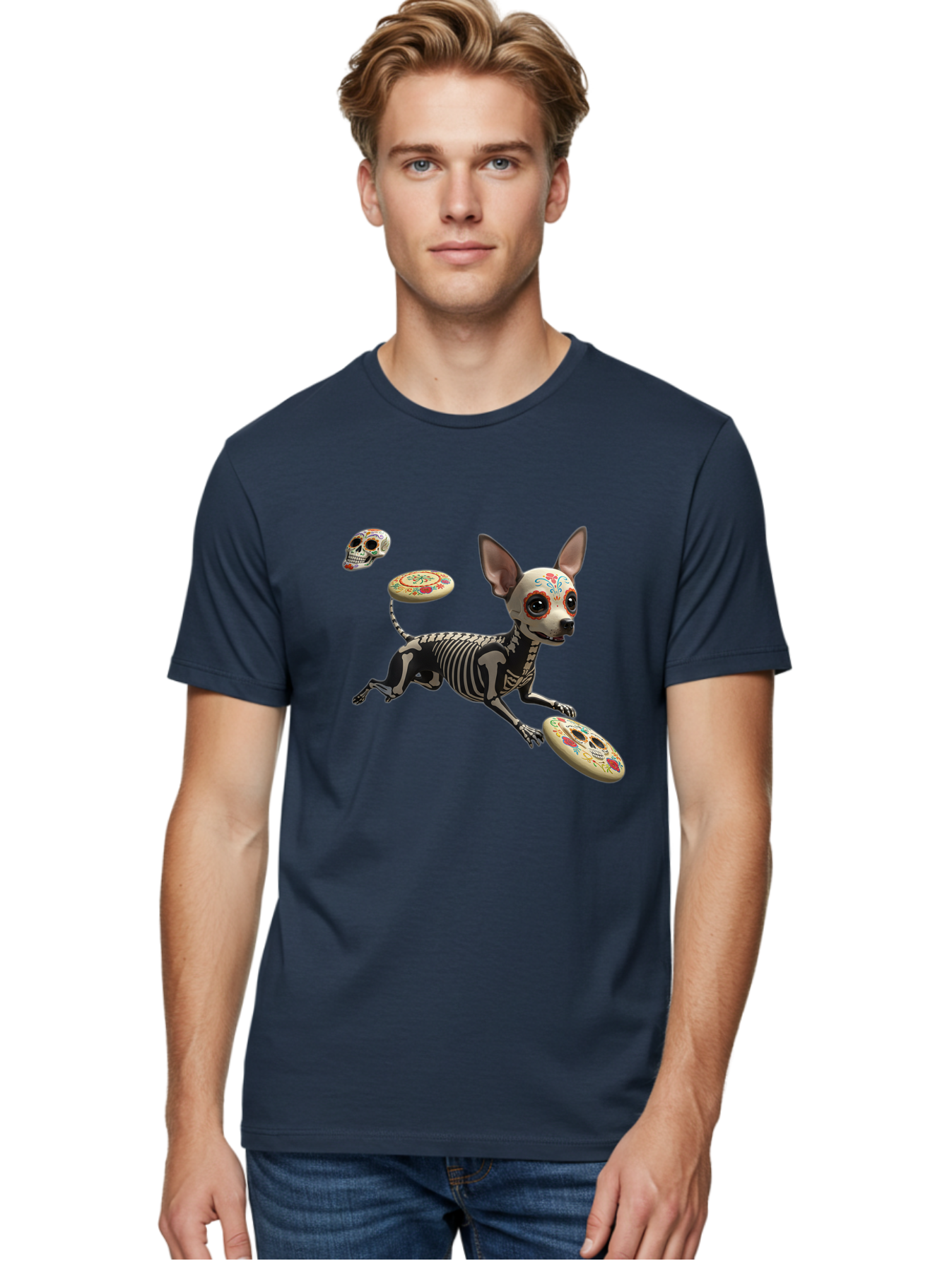 Sugar-Skull-Chihuahua Men'S Graphic Tee, 100% Cotton, Comfortable Casual Summer Wear, Machine Washable, Vintage Camera, Old Camera, Antique Camera, Black Camera, Classic Photography, Photography Equipment, Nostalgic Device, Film Camera, Ban658