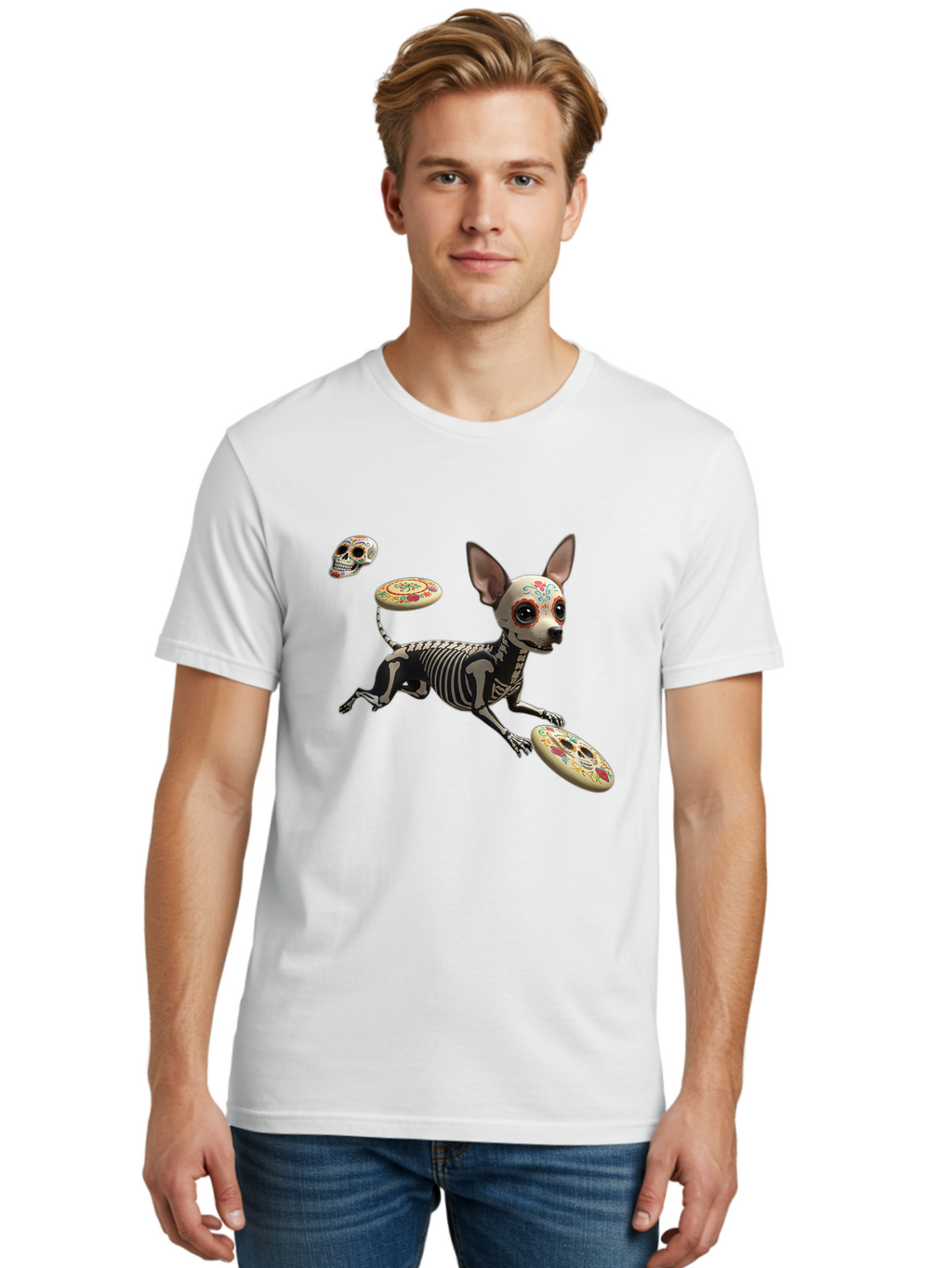 Sugar-Skull-Chihuahua Men'S Graphic Tee, 100% Cotton, Comfortable Casual Summer Wear, Machine Washable, Vintage Camera, Old Camera, Antique Camera, Black Camera, Classic Photography, Photography Equipment, Nostalgic Device, Film Camera, Ban658