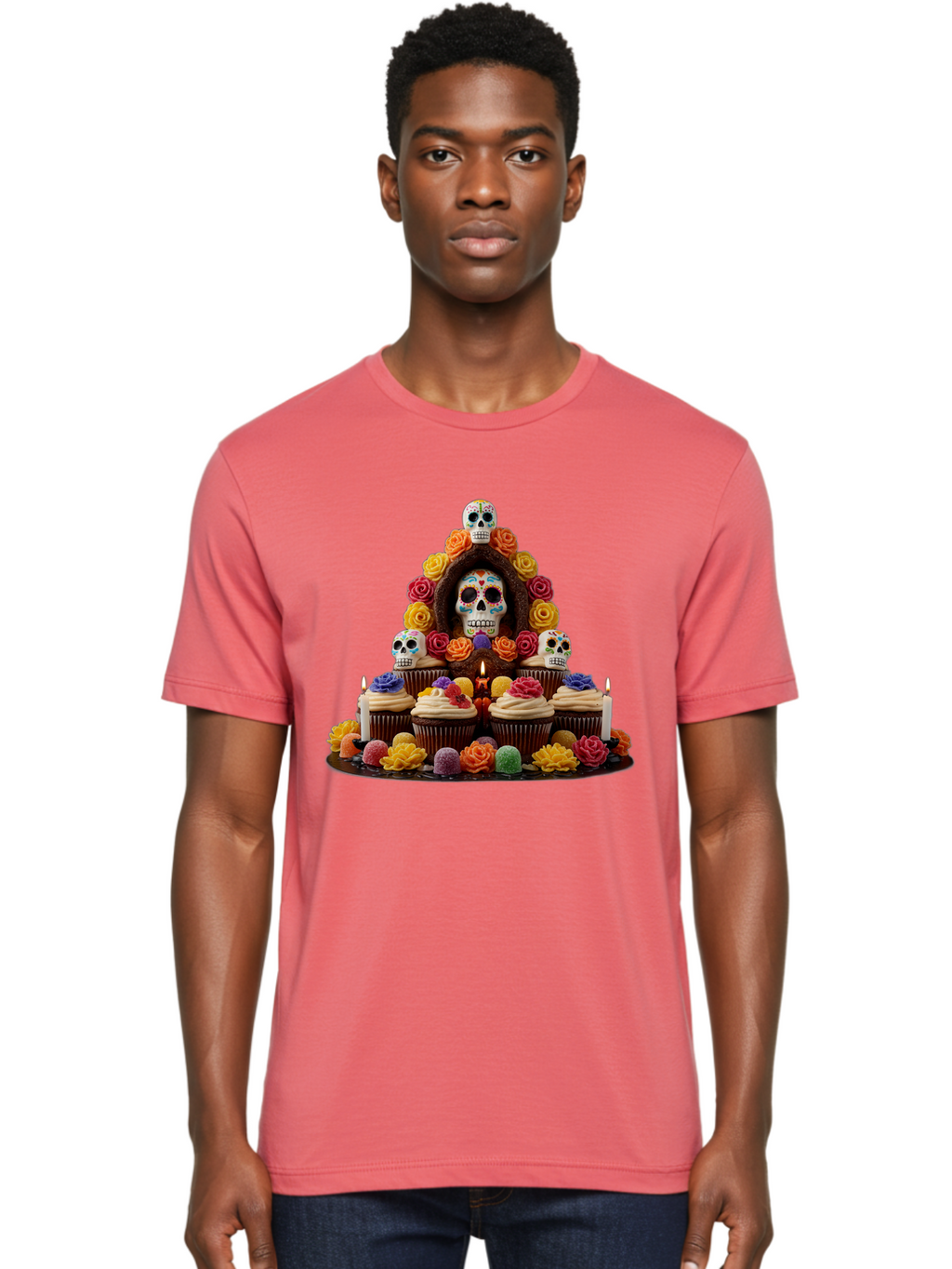 Sugar-Skull-Cupcake-Display Men'S Graphic Tee, 100% Cotton, Comfortable Casual Summer Wear, Machine Washable, Vintage Camera, Old Camera, Antique Camera, Black Camera, Classic Photography, Photography Equipment, Nostalgic Device, Film Camera, Ban660
