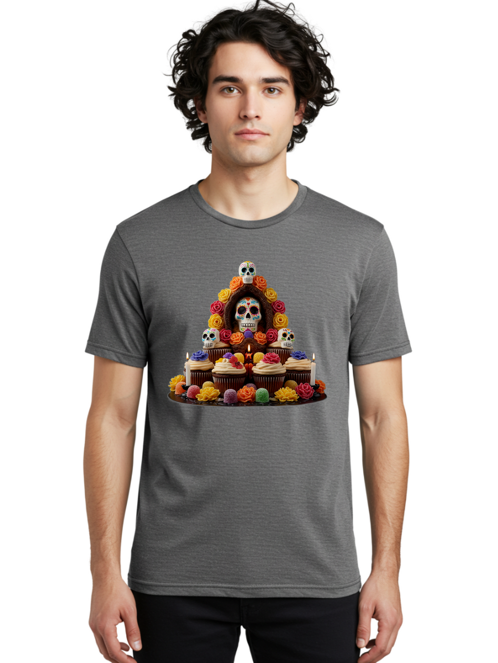 Sugar-Skull-Cupcake-Display Men'S Graphic Tee, 100% Cotton, Comfortable Casual Summer Wear, Machine Washable, Vintage Camera, Old Camera, Antique Camera, Black Camera, Classic Photography, Photography Equipment, Nostalgic Device, Film Camera, Ban660