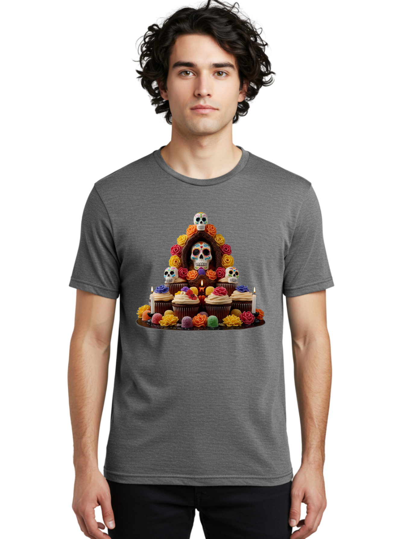 Sugar-Skull-Cupcake-Display Men'S Graphic Tee, 100% Cotton, Comfortable Casual Summer Wear, Machine Washable, Vintage Camera, Old Camera, Antique Camera, Black Camera, Classic Photography, Photography Equipment, Nostalgic Device, Film Camera, Ban660
