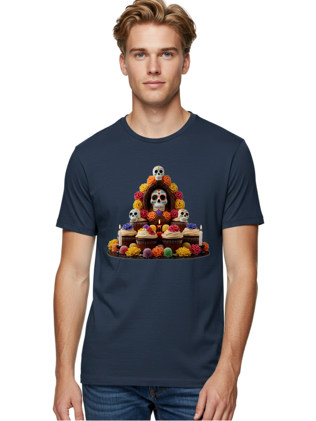 Sugar-Skull-Cupcake-Display Men'S Graphic Tee, 100% Cotton, Comfortable Casual Summer Wear, Machine Washable, Vintage Camera, Old Camera, Antique Camera, Black Camera, Classic Photography, Photography Equipment, Nostalgic Device, Film Camera, Ban660
