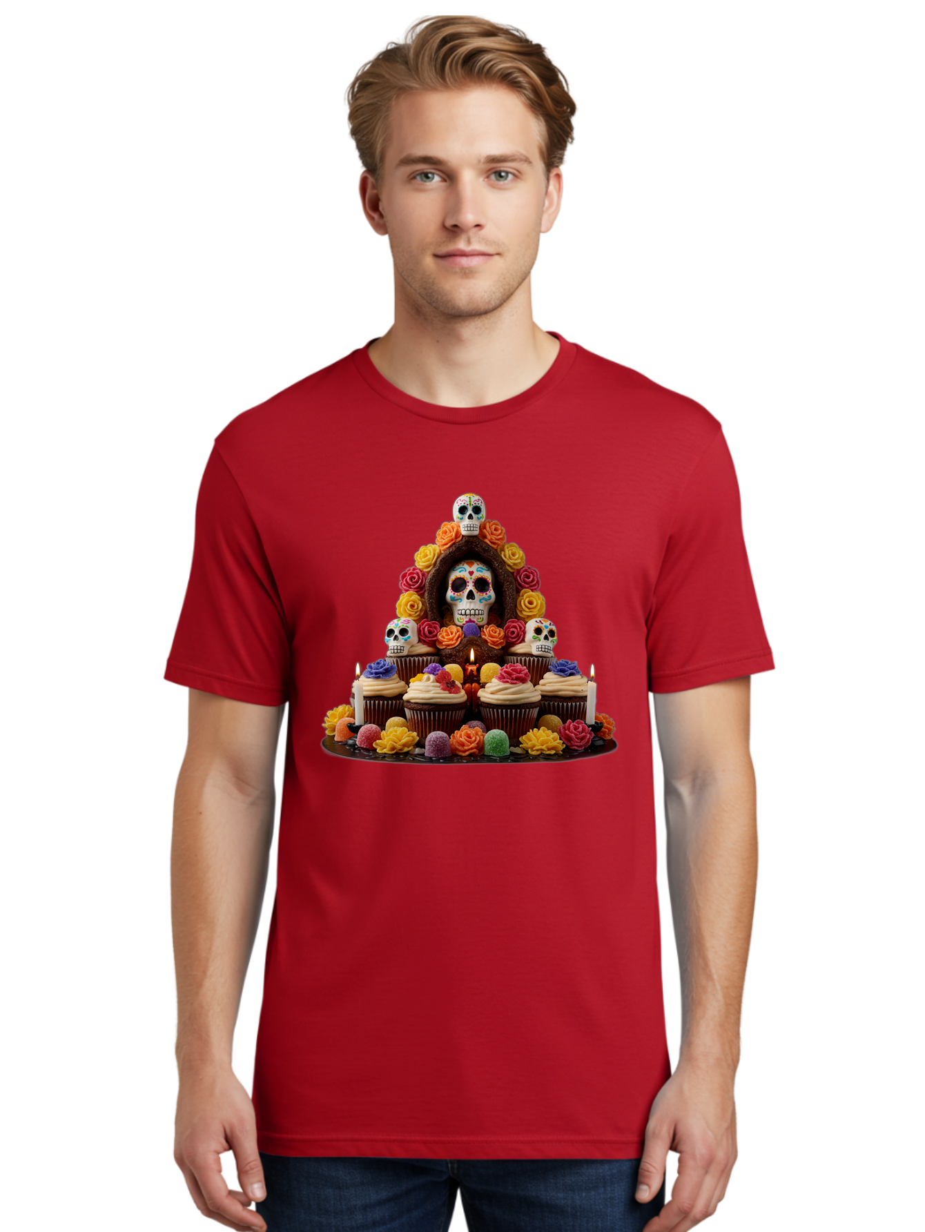 Sugar-Skull-Cupcake-Display Men'S Graphic Tee, 100% Cotton, Comfortable Casual Summer Wear, Machine Washable, Vintage Camera, Old Camera, Antique Camera, Black Camera, Classic Photography, Photography Equipment, Nostalgic Device, Film Camera, Ban660