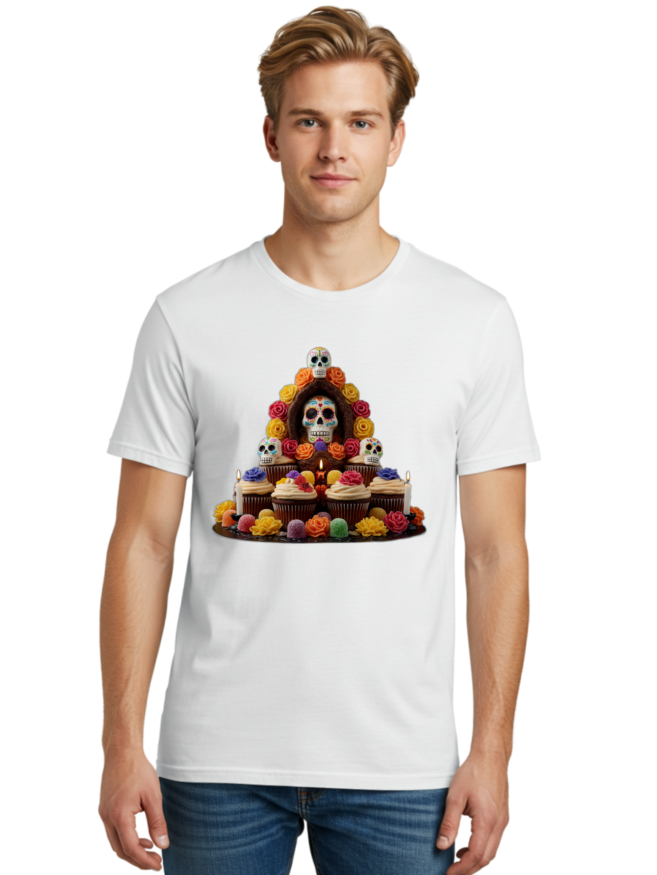 Sugar-Skull-Cupcake-Display Men'S Graphic Tee, 100% Cotton, Comfortable Casual Summer Wear, Machine Washable, Vintage Camera, Old Camera, Antique Camera, Black Camera, Classic Photography, Photography Equipment, Nostalgic Device, Film Camera, Ban660