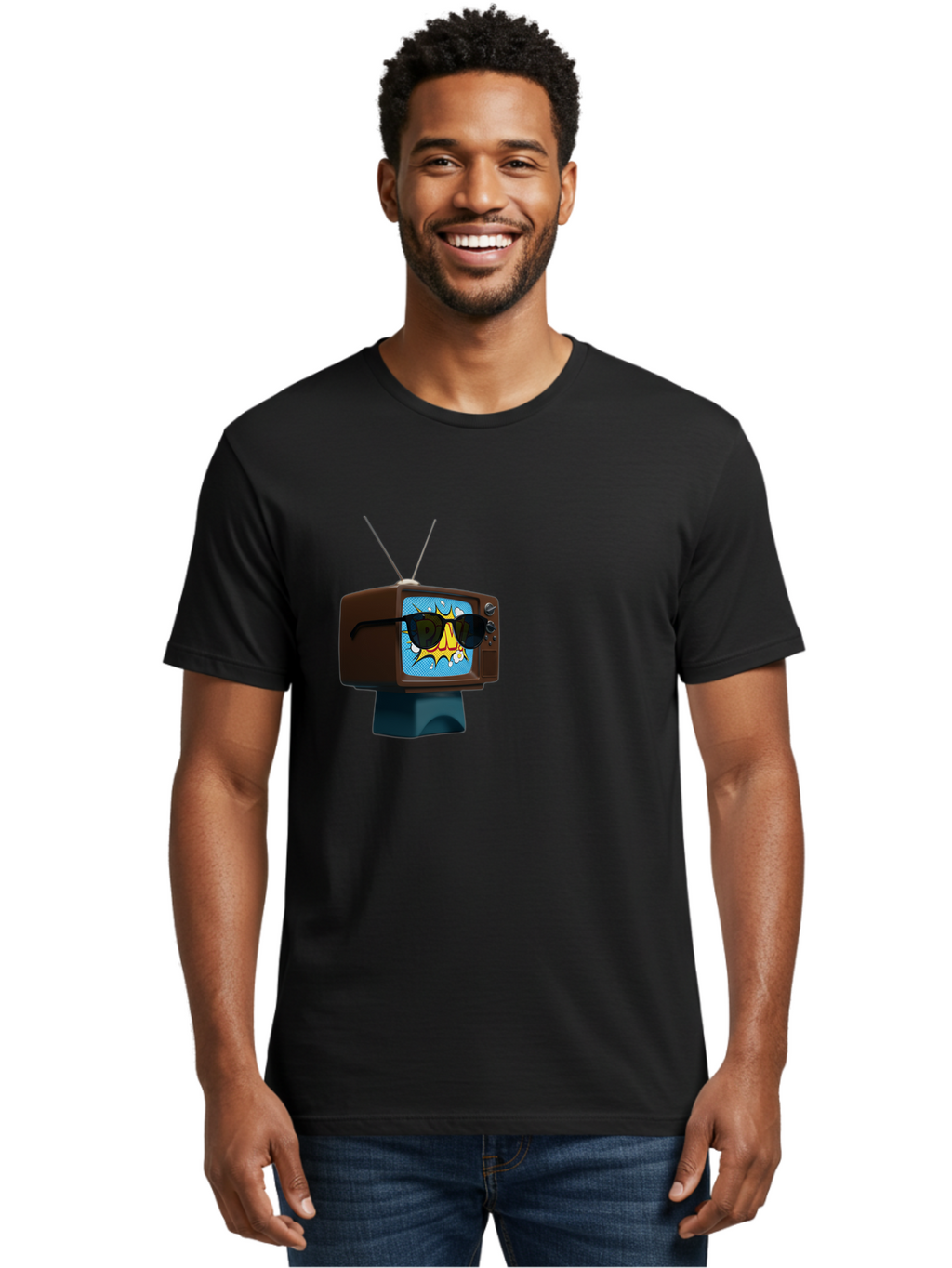 Sun-Glasses-Tv Men'S Graphic Tee, 100% Cotton, Comfortable Casual Summer Wear, Machine Washable, Vintage Camera, Old Camera, Antique Camera, Black Camera, Classic Photography, Photography Equipment, Nostalgic Device, Film Camera, Camera Art Ban669