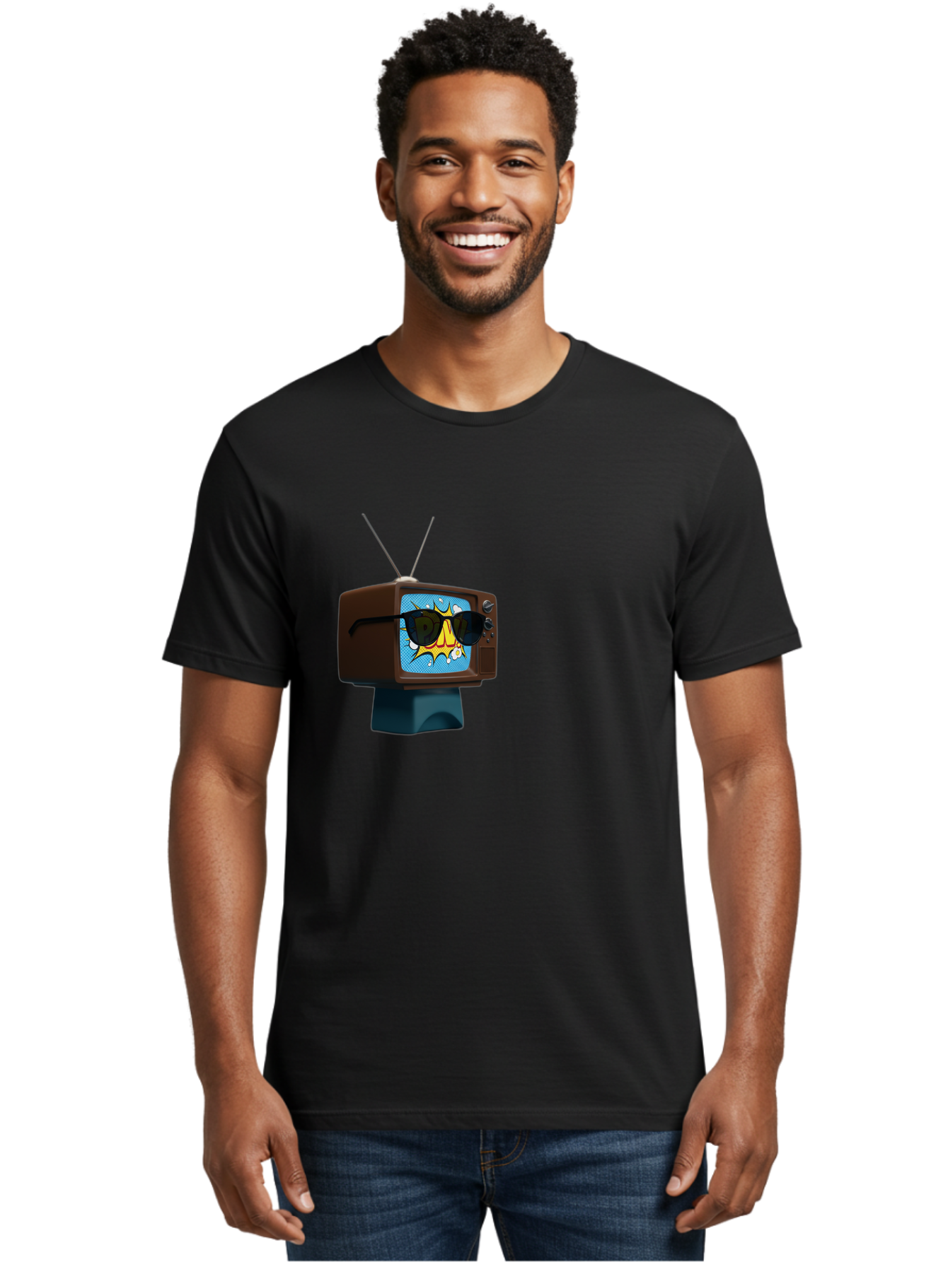Sun-Glasses-Tv Men'S Graphic Tee, 100% Cotton, Comfortable Casual Summer Wear, Machine Washable, Vintage Camera, Old Camera, Antique Camera, Black Camera, Classic Photography, Photography Equipment, Nostalgic Device, Film Camera, Camera Art Ban669