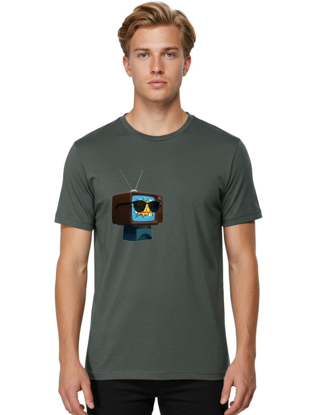 Sun-Glasses-Tv Men'S Graphic Tee, 100% Cotton, Comfortable Casual Summer Wear, Machine Washable, Vintage Camera, Old Camera, Antique Camera, Black Camera, Classic Photography, Photography Equipment, Nostalgic Device, Film Camera, Camera Art Ban669