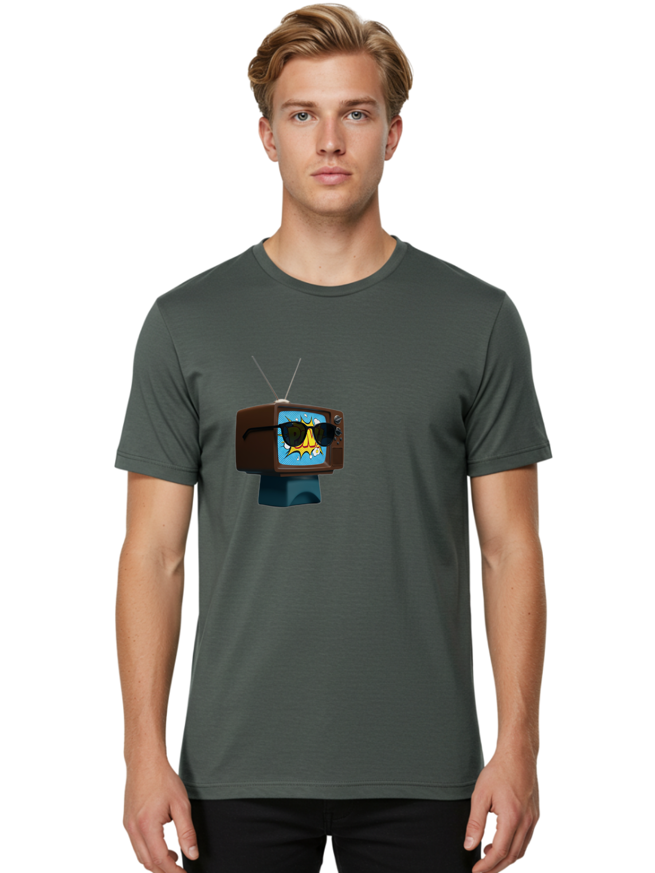 Sun-Glasses-Tv Men'S Graphic Tee, 100% Cotton, Comfortable Casual Summer Wear, Machine Washable, Vintage Camera, Old Camera, Antique Camera, Black Camera, Classic Photography, Photography Equipment, Nostalgic Device, Film Camera, Camera Art Ban669