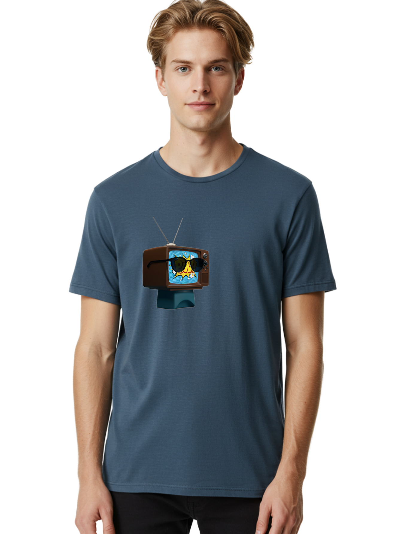 Sun-Glasses-Tv Men'S Graphic Tee, 100% Cotton, Comfortable Casual Summer Wear, Machine Washable, Vintage Camera, Old Camera, Antique Camera, Black Camera, Classic Photography, Photography Equipment, Nostalgic Device, Film Camera, Camera Art Ban669