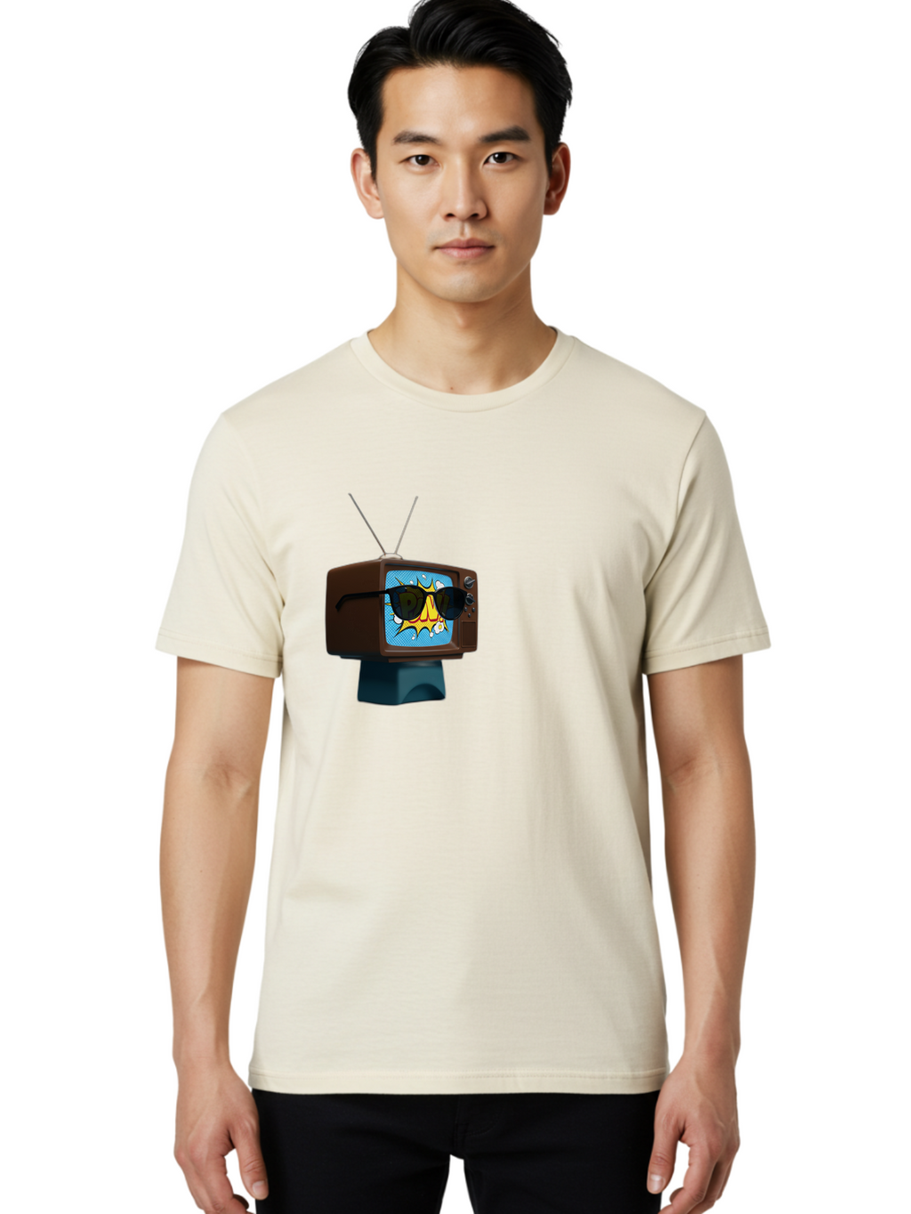 Sun-Glasses-Tv Men'S Graphic Tee, 100% Cotton, Comfortable Casual Summer Wear, Machine Washable, Vintage Camera, Old Camera, Antique Camera, Black Camera, Classic Photography, Photography Equipment, Nostalgic Device, Film Camera, Camera Art Ban669