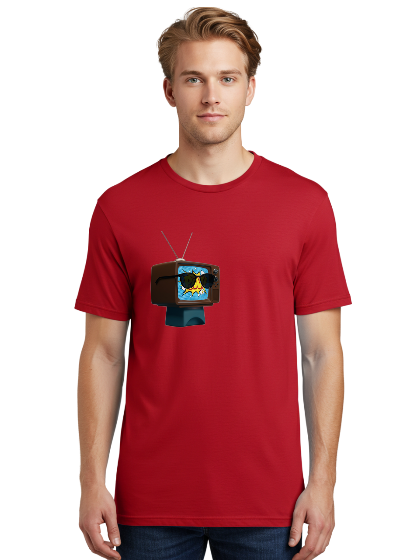 Sun-Glasses-Tv Men'S Graphic Tee, 100% Cotton, Comfortable Casual Summer Wear, Machine Washable, Vintage Camera, Old Camera, Antique Camera, Black Camera, Classic Photography, Photography Equipment, Nostalgic Device, Film Camera, Camera Art Ban669