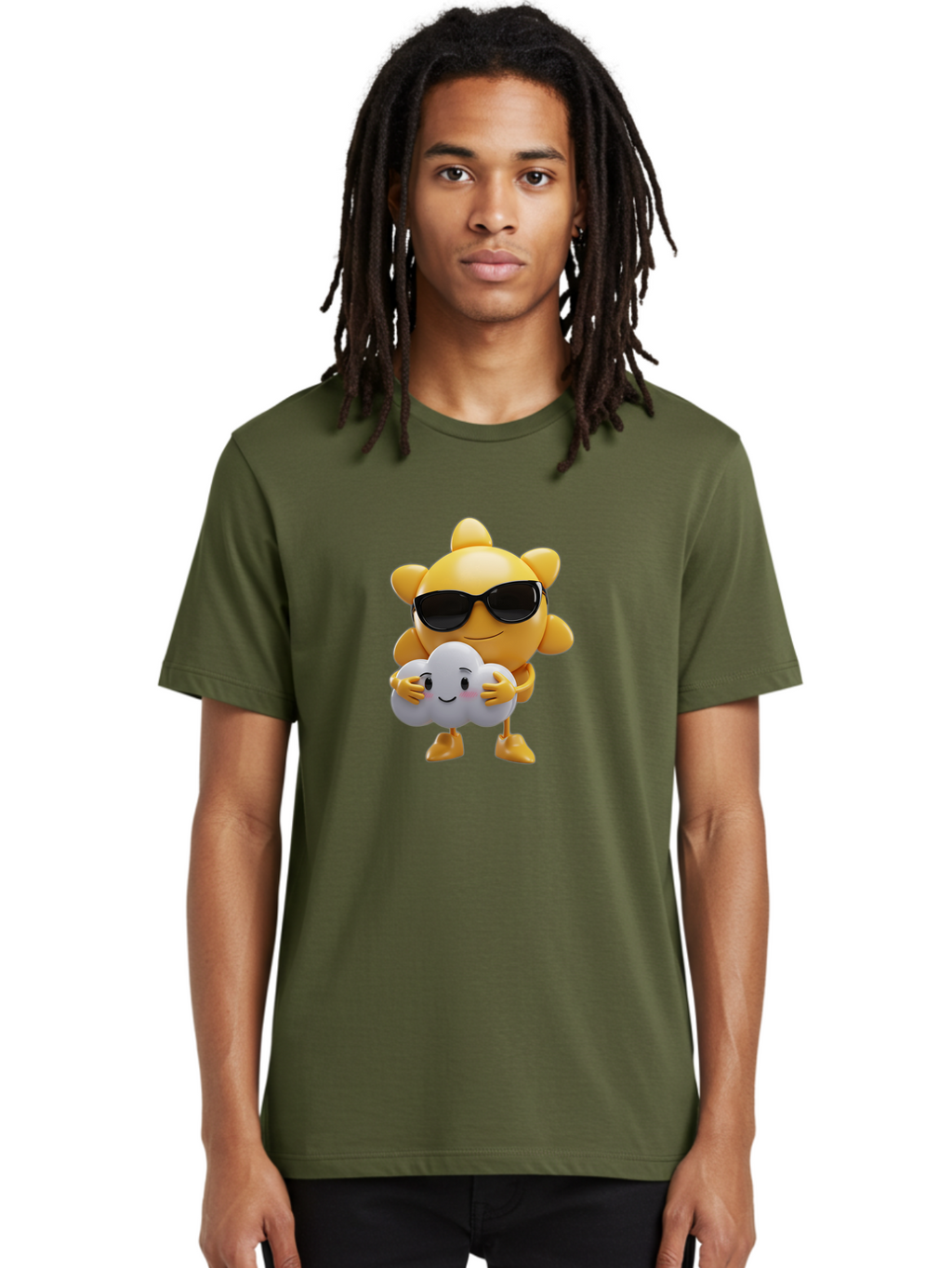 Sun-Wearing-Sunglasses-Hugging-Cloud Men'S Graphic Tee, 100% Cotton, Comfortable Casual Summer Wear, Machine Washable, Vintage Camera, Old Camera, Antique Camera, Black Camera, Classic Photography, Photography Equipment, Nostalgic Device, Ban672