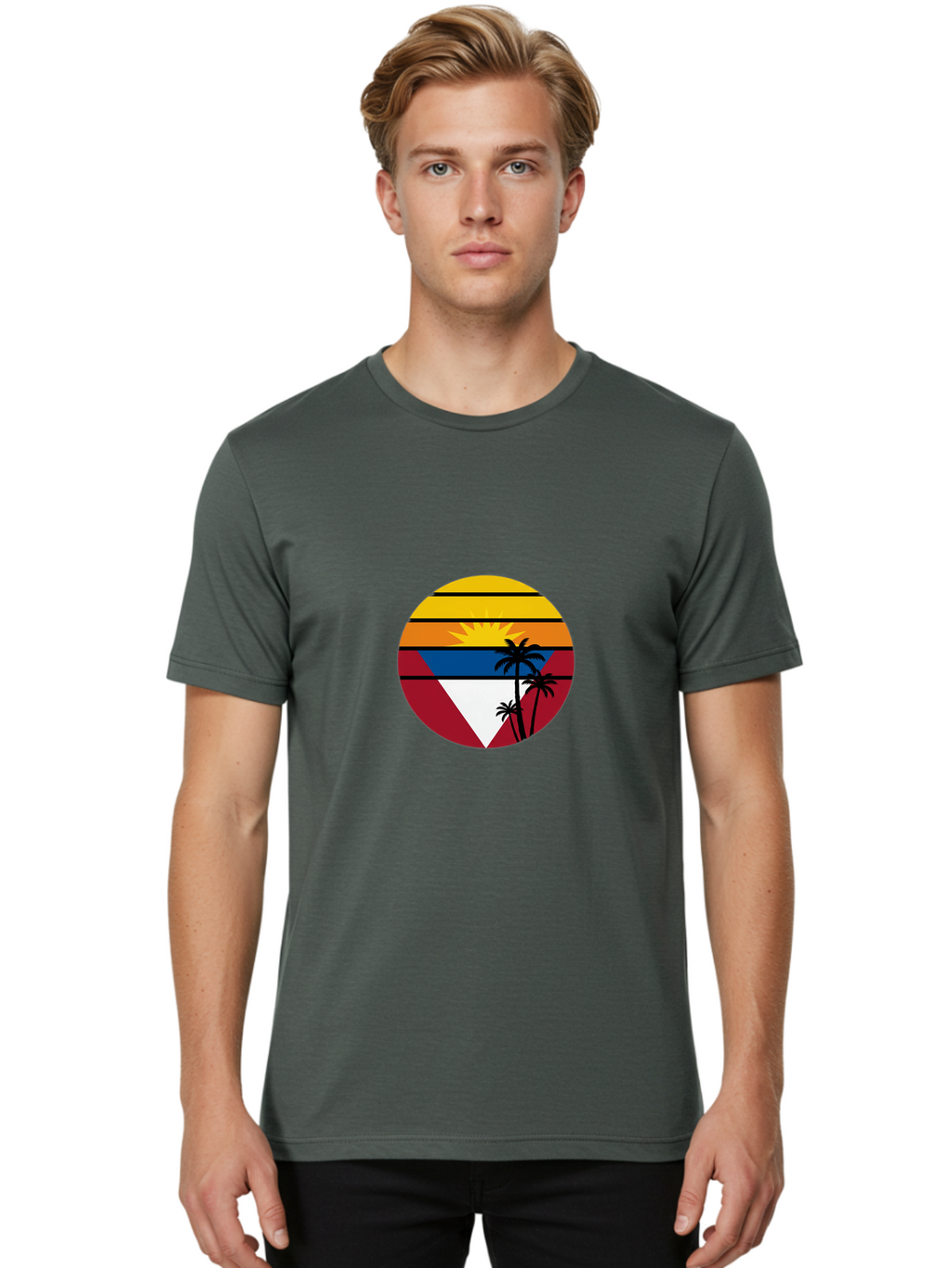 Sunset-Circle Men'S Graphic Tee, 100% Cotton, Comfortable Casual Summer Wear, Machine Washable, Vintage Camera, Old Camera, Antique Camera, Black Camera, Classic Photography, Photography Equipment, Nostalgic Device, Film Camera, Camera Art Ban675