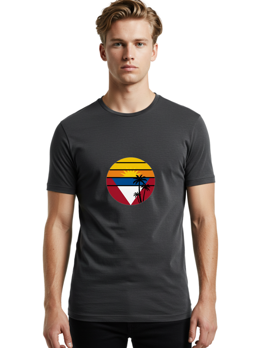 Sunset-Circle Men'S Graphic Tee, 100% Cotton, Comfortable Casual Summer Wear, Machine Washable, Vintage Camera, Old Camera, Antique Camera, Black Camera, Classic Photography, Photography Equipment, Nostalgic Device, Film Camera, Camera Art Ban675