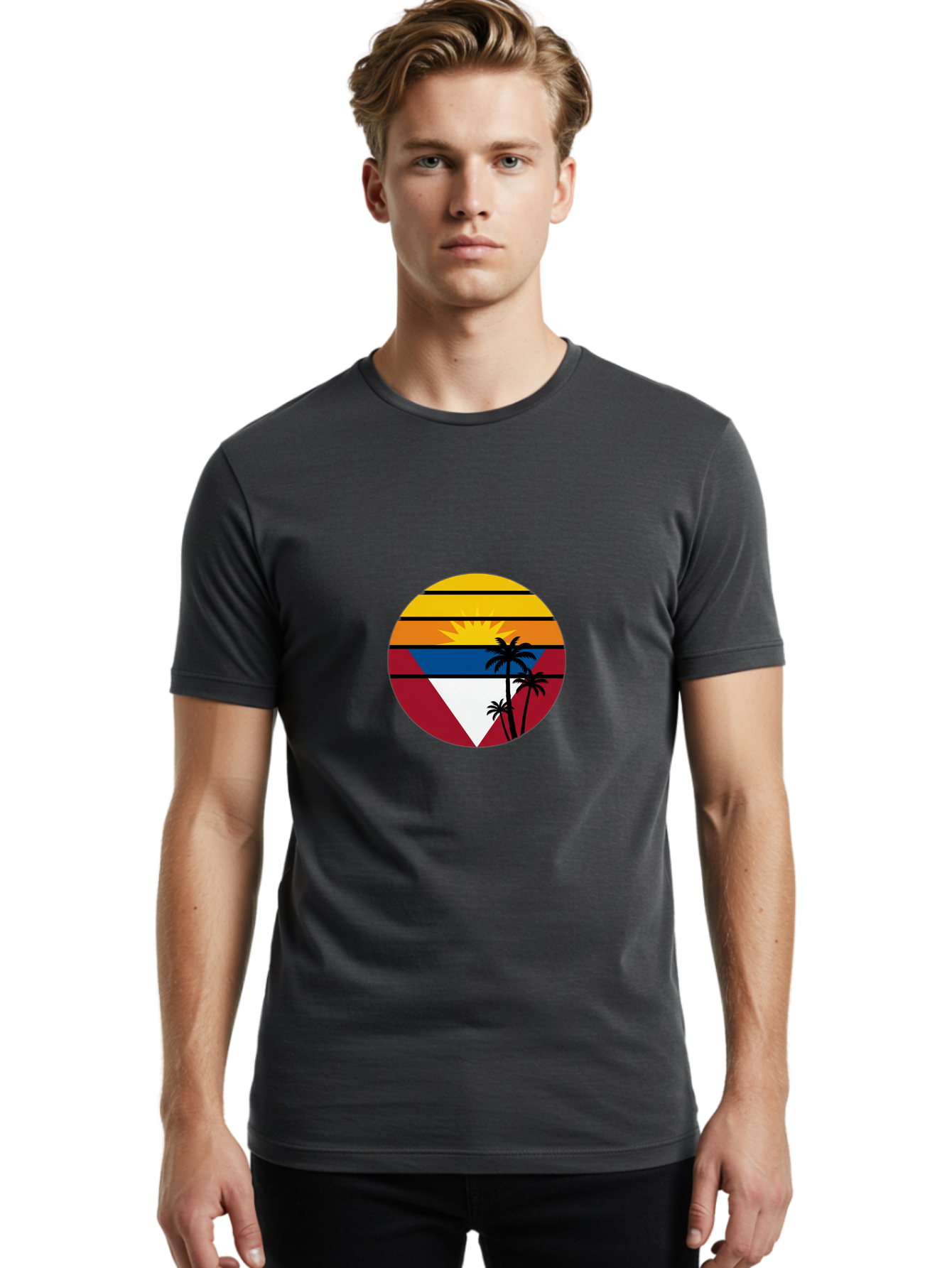 Sunset-Circle Men'S Graphic Tee, 100% Cotton, Comfortable Casual Summer Wear, Machine Washable, Vintage Camera, Old Camera, Antique Camera, Black Camera, Classic Photography, Photography Equipment, Nostalgic Device, Film Camera, Camera Art Ban675