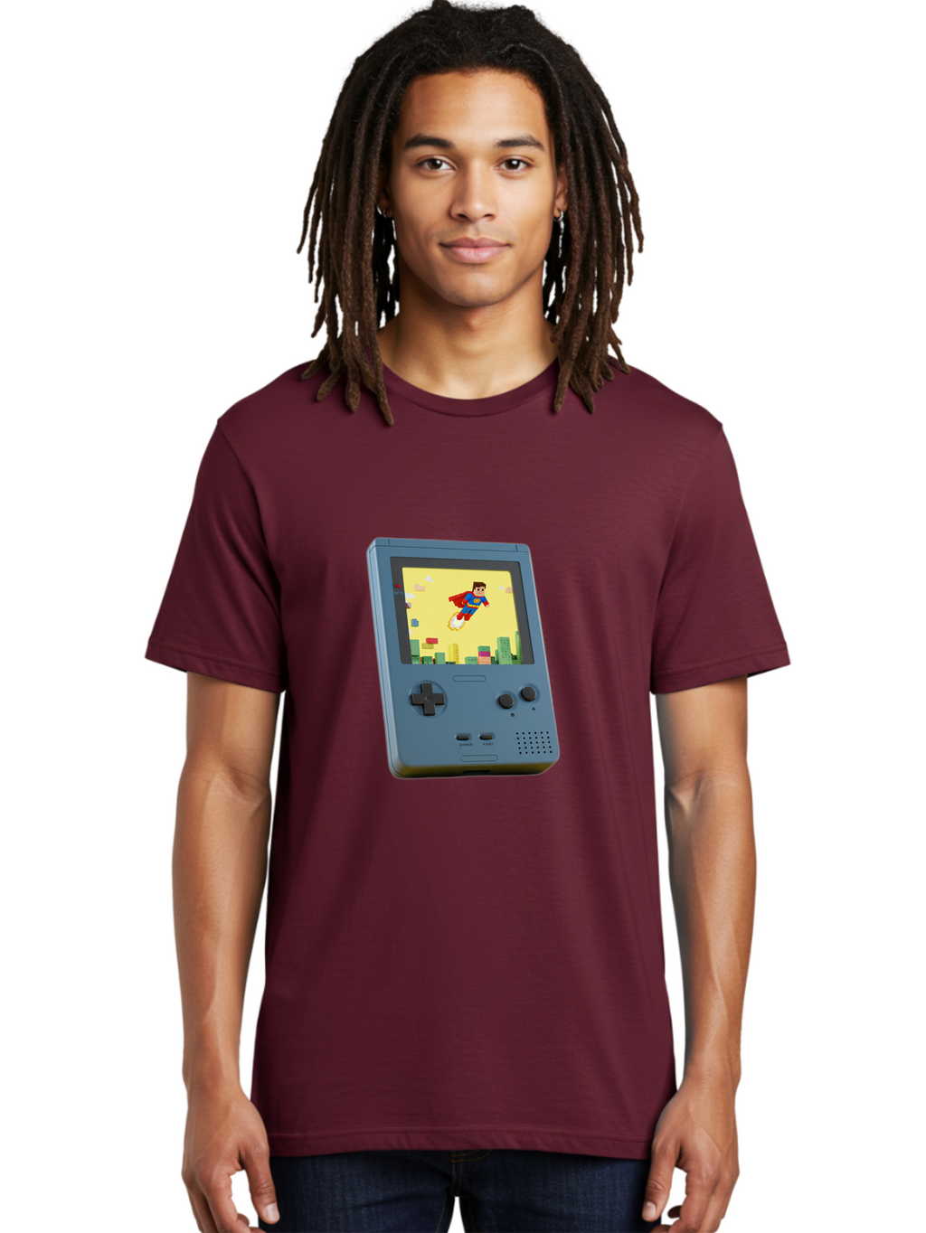Superman-Gameboy Men'S Graphic Tee, 100% Cotton, Comfortable Casual Summer Wear, Machine Washable, Vintage Camera, Old Camera, Antique Camera, Black Camera, Classic Photography, Photography Equipment, Nostalgic Device, Film Camera, Camera Art Ban679