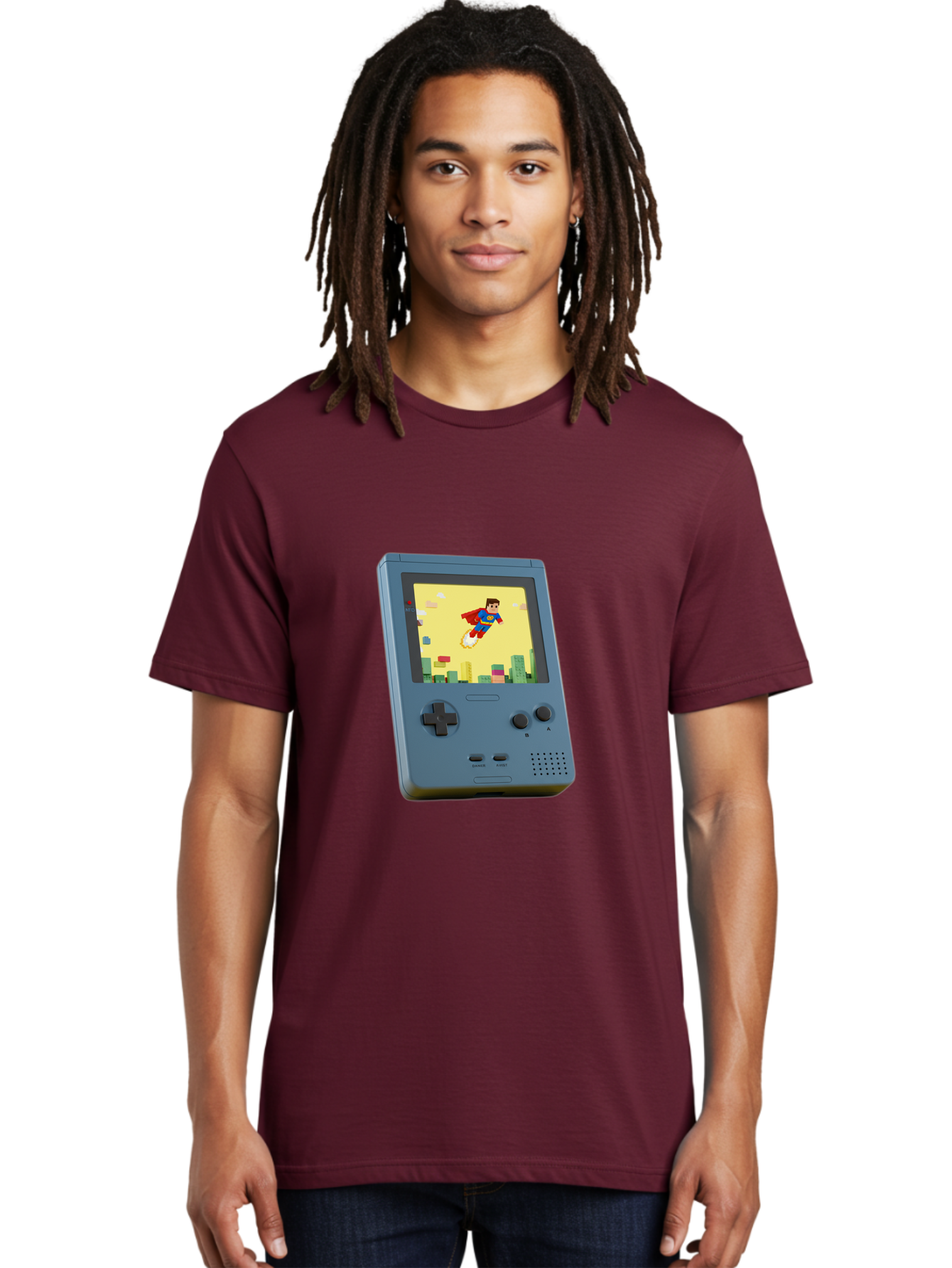 Superman-Gameboy Men'S Graphic Tee, 100% Cotton, Comfortable Casual Summer Wear, Machine Washable, Vintage Camera, Old Camera, Antique Camera, Black Camera, Classic Photography, Photography Equipment, Nostalgic Device, Film Camera, Camera Art Ban679