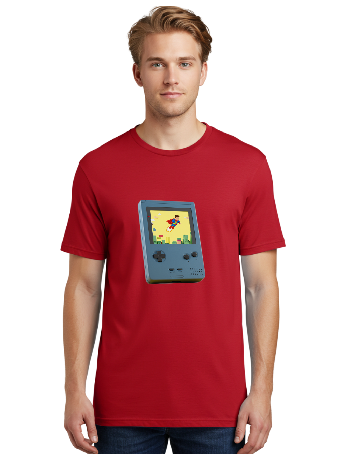 Superman-Gameboy Men'S Graphic Tee, 100% Cotton, Comfortable Casual Summer Wear, Machine Washable, Vintage Camera, Old Camera, Antique Camera, Black Camera, Classic Photography, Photography Equipment, Nostalgic Device, Film Camera, Camera Art Ban679
