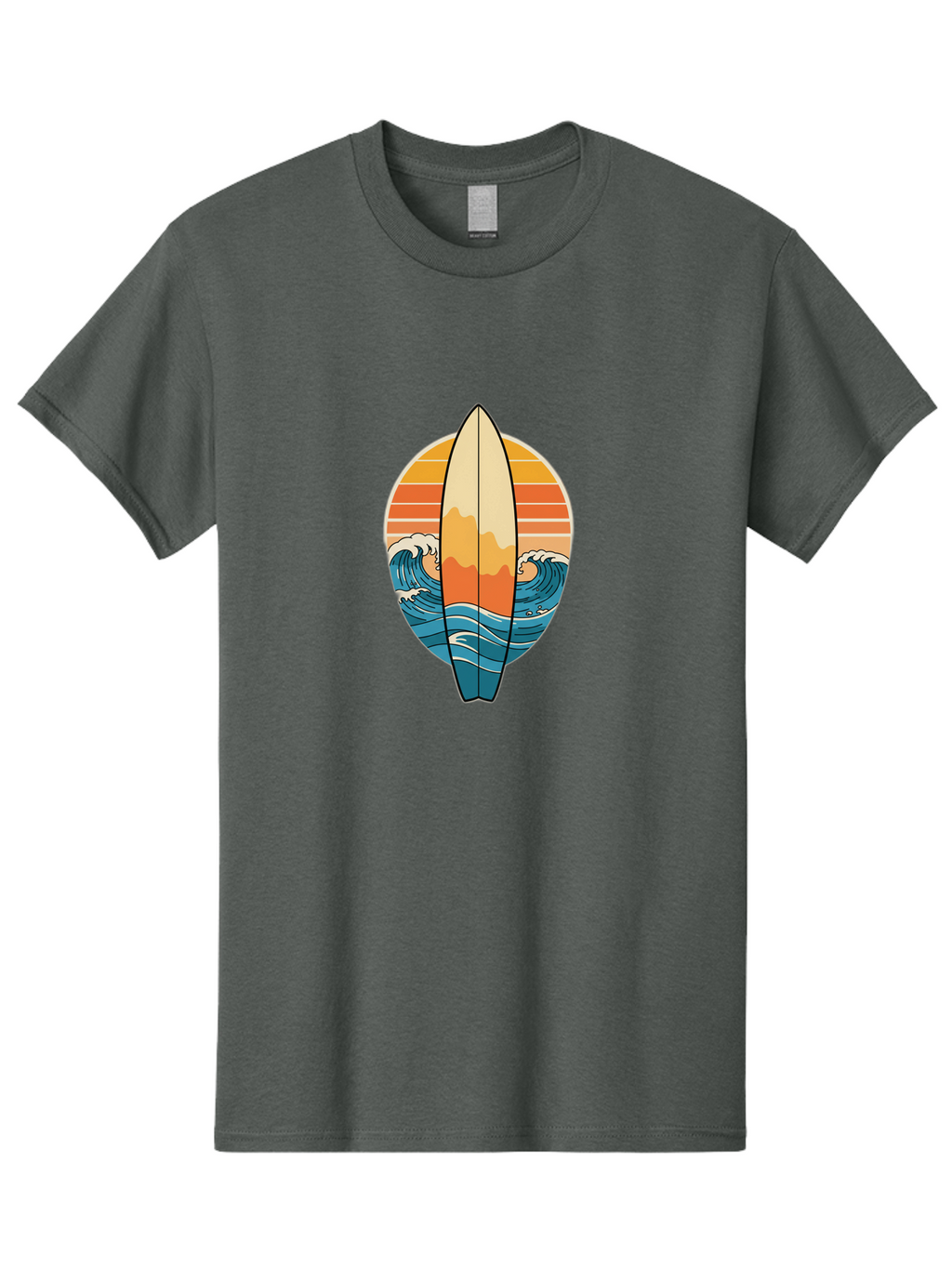 Surfboard-Sunset Men'S Graphic Tee, 100% Cotton, Comfortable Casual Summer Wear, Machine Washable, Vintage Camera, Old Camera, Antique Camera, Black Camera, Classic Photography, Photography Equipment, Nostalgic Device, Film Camera, Camera Art Ban680