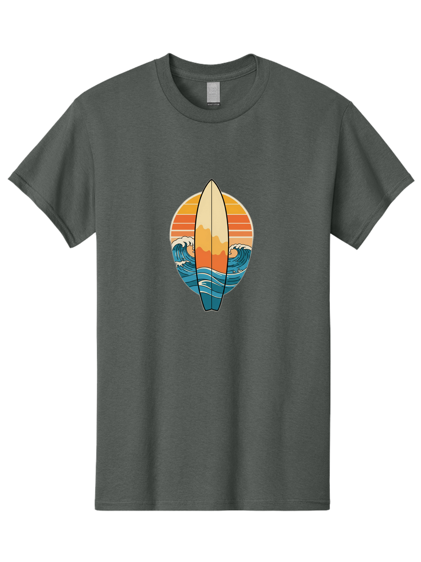 Surfboard-Sunset Men'S Graphic Tee, 100% Cotton, Comfortable Casual Summer Wear, Machine Washable, Vintage Camera, Old Camera, Antique Camera, Black Camera, Classic Photography, Photography Equipment, Nostalgic Device, Film Camera, Camera Art Ban680