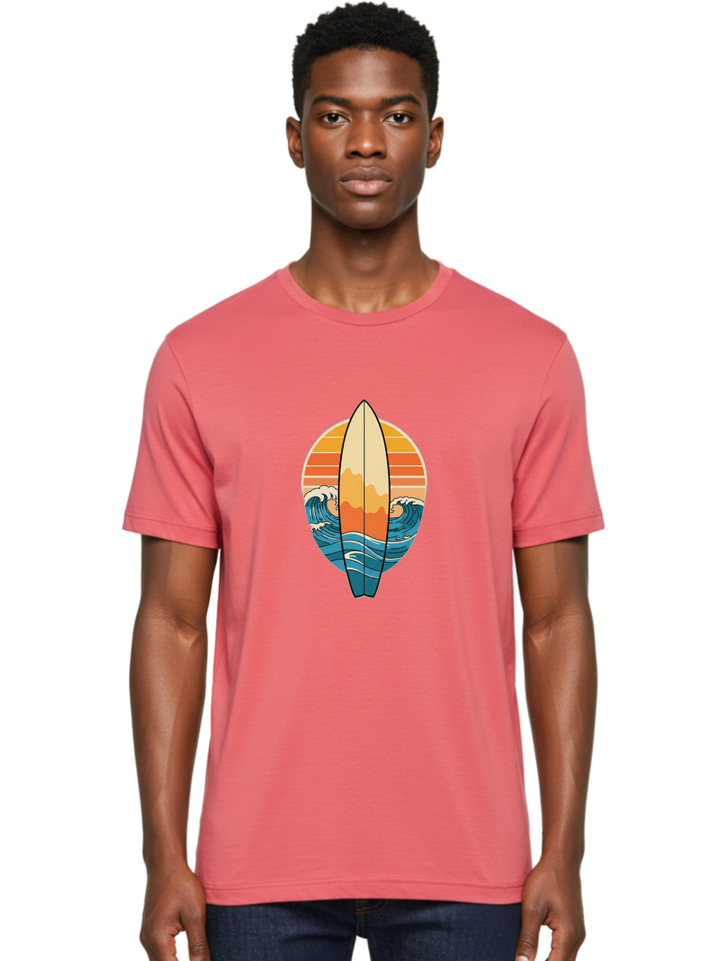 Surfboard-Sunset Men'S Graphic Tee, 100% Cotton, Comfortable Casual Summer Wear, Machine Washable, Vintage Camera, Old Camera, Antique Camera, Black Camera, Classic Photography, Photography Equipment, Nostalgic Device, Film Camera, Camera Art Ban680