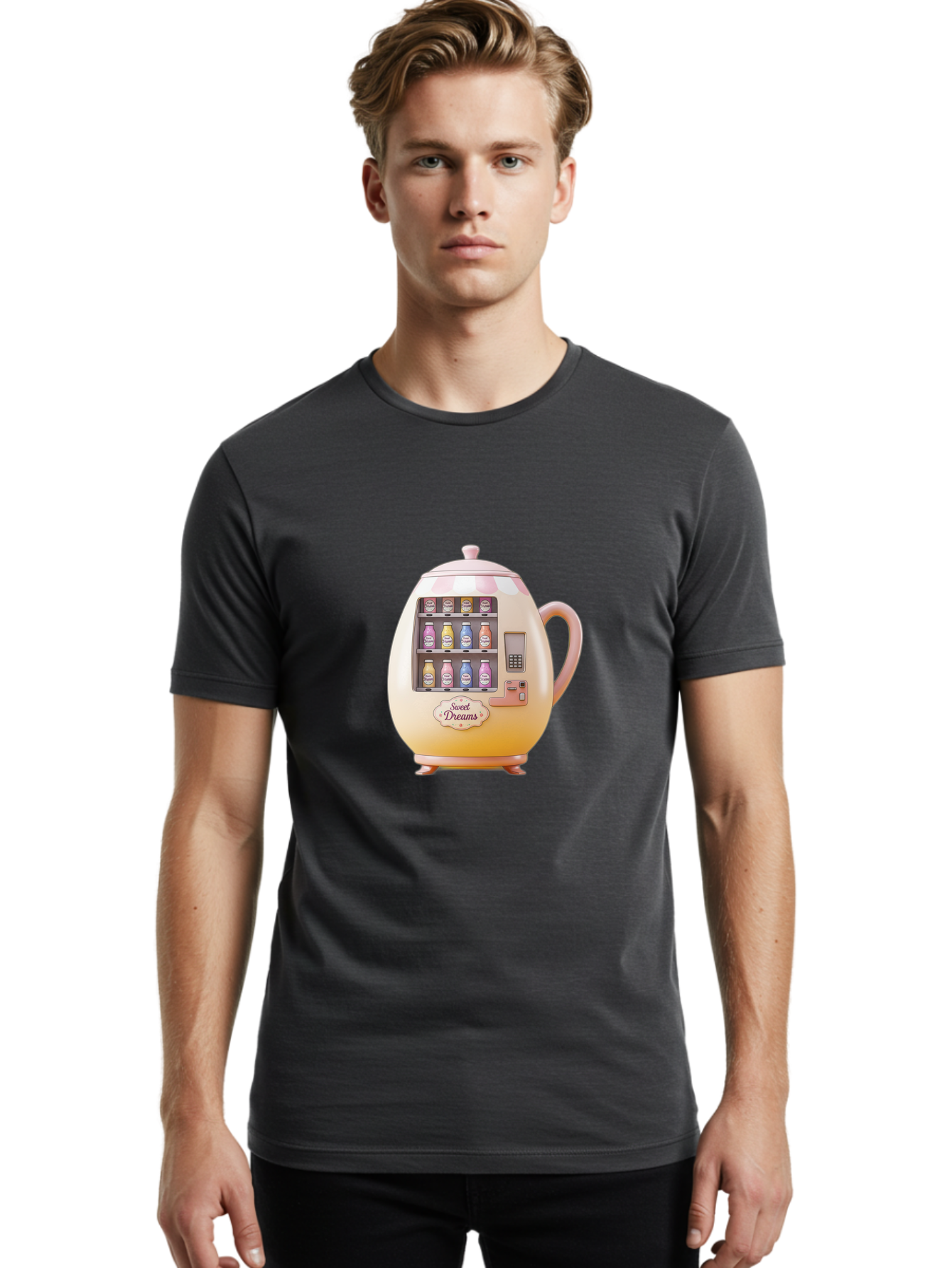 Sweet-Dreams-Teapot-Vending-Machine Men'S Graphic Tee, 100% Cotton, Comfortable Casual Summer Wear, Machine Washable, Vintage Camera, Old Camera, Antique Camera, Black Camera, Classic Photography, Photography Equipment, Nostalgic Device, Ban681