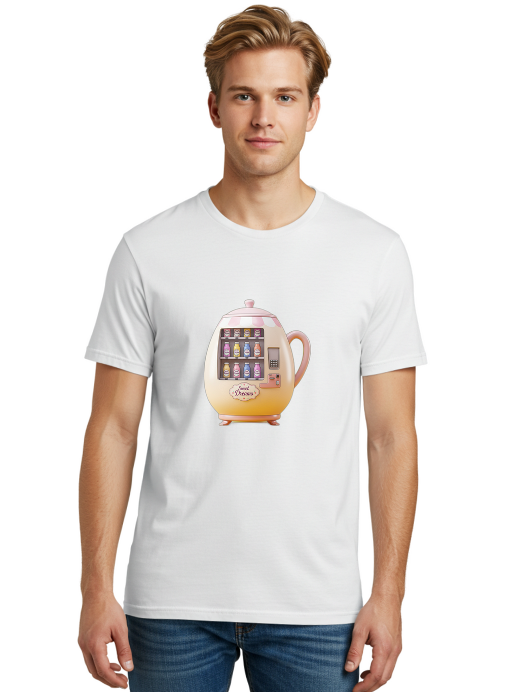 Sweet-Dreams-Teapot-Vending-Machine Men'S Graphic Tee, 100% Cotton, Comfortable Casual Summer Wear, Machine Washable, Vintage Camera, Old Camera, Antique Camera, Black Camera, Classic Photography, Photography Equipment, Nostalgic Device, Ban681