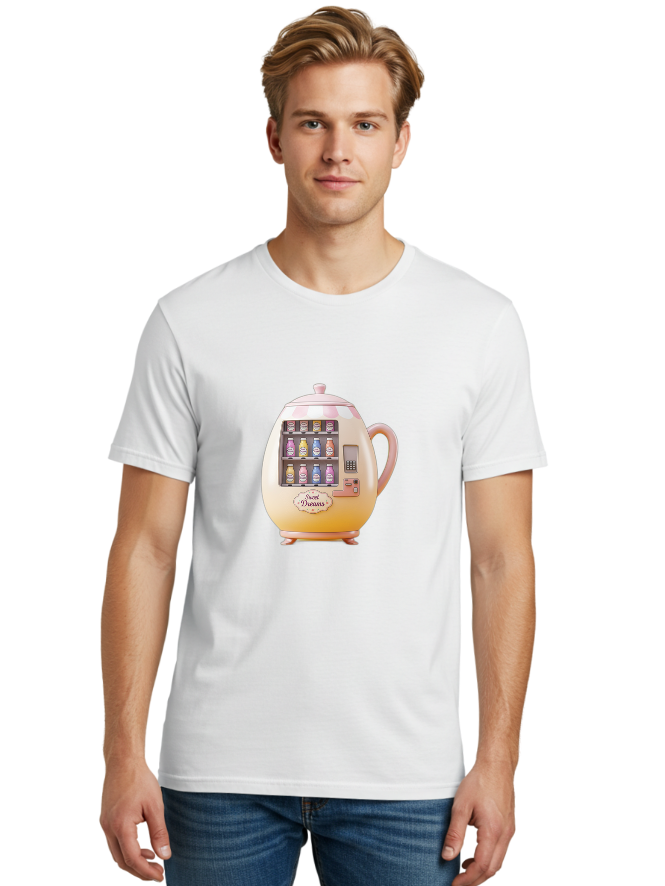 Sweet-Dreams-Teapot-Vending-Machine Men'S Graphic Tee, 100% Cotton, Comfortable Casual Summer Wear, Machine Washable, Vintage Camera, Old Camera, Antique Camera, Black Camera, Classic Photography, Photography Equipment, Nostalgic Device, Ban681