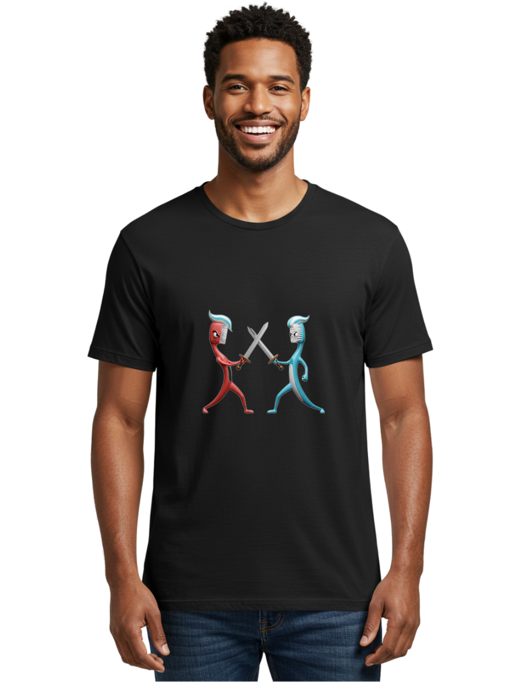 Swordsmen-Duel Men'S Graphic Tee, 100% Cotton, Comfortable Casual Summer Wear, Machine Washable, Vintage Camera, Old Camera, Antique Camera, Black Camera, Classic Photography, Photography Equipment, Nostalgic Device, Film Camera, Camera Art Ban685