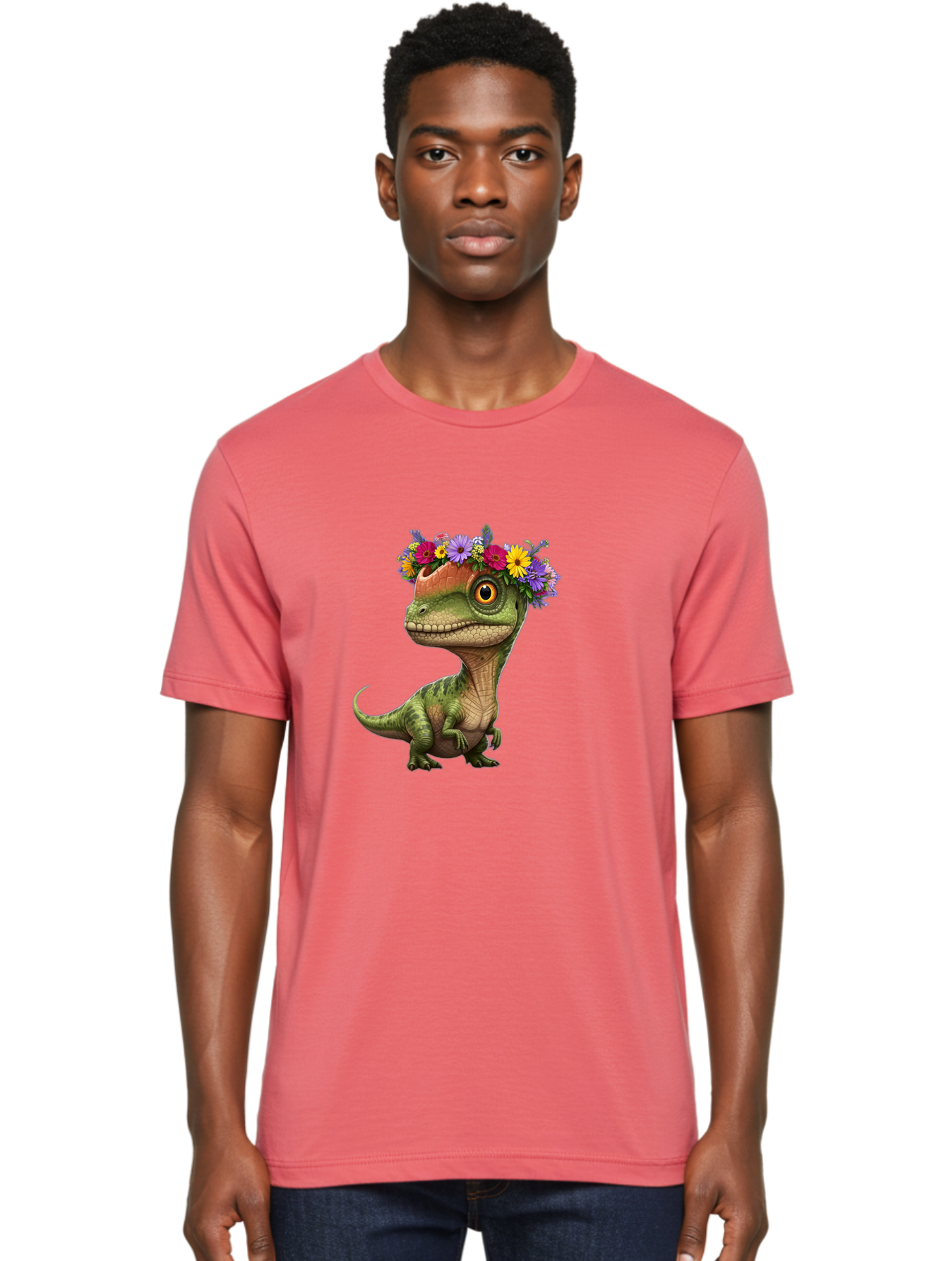 T-Rex-With-Flowers Men'S Graphic Tee, 100% Cotton, Comfortable Casual Summer Wear, Machine Washable, Vintage Camera, Old Camera, Antique Camera, Black Camera, Classic Photography, Photography Equipment, Nostalgic Device, Film Camera, Ban689